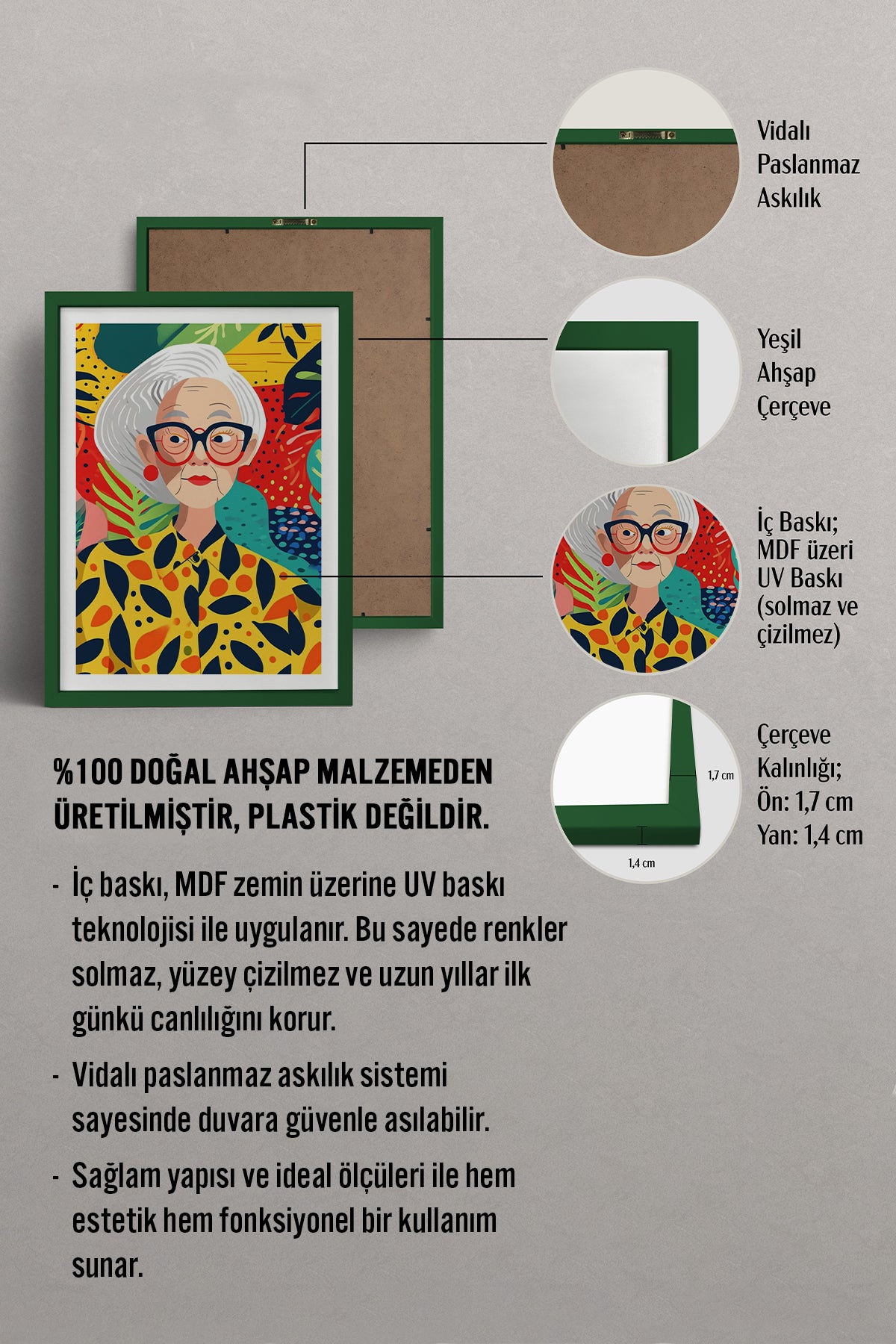 HOMEPACK Ahşap Çerçeveli Tablo Çerçeveli Poster Sanatsal Modern Duvar Dekoru TK-904