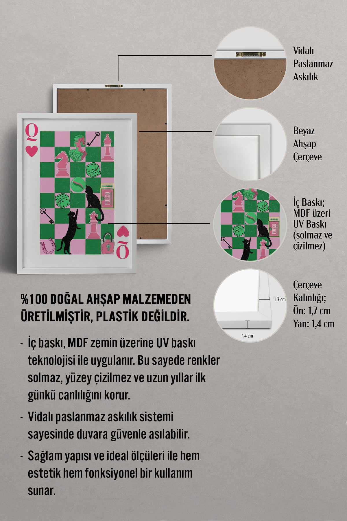 HOMEPACK Ahşap Çerçeveli Tablo Çerçeveli Poster Sanatsal Modern Duvar Dekoru TK-906