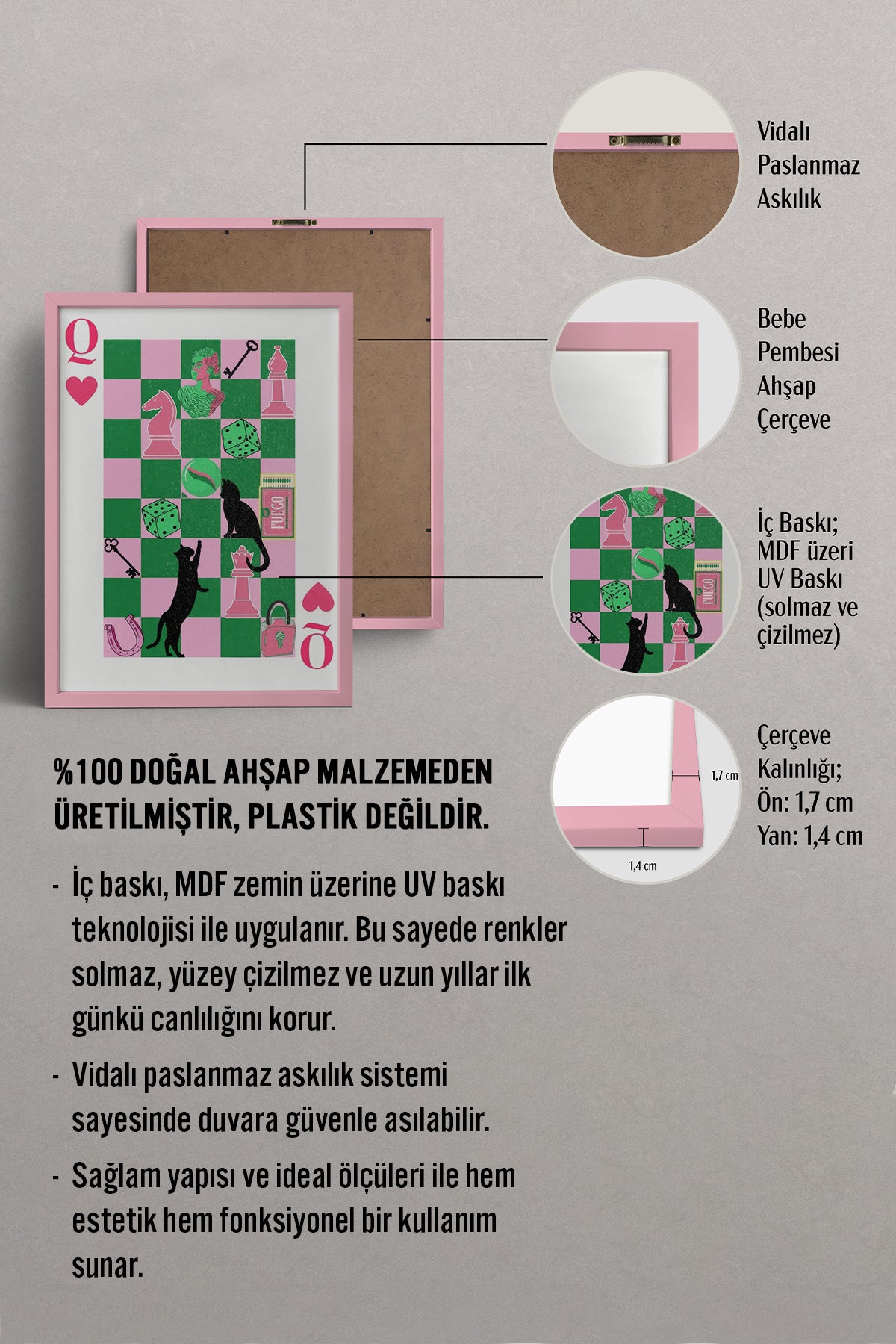 HOMEPACK Ahşap Çerçeveli Tablo Çerçeveli Poster Sanatsal Modern Duvar Dekoru TK-906