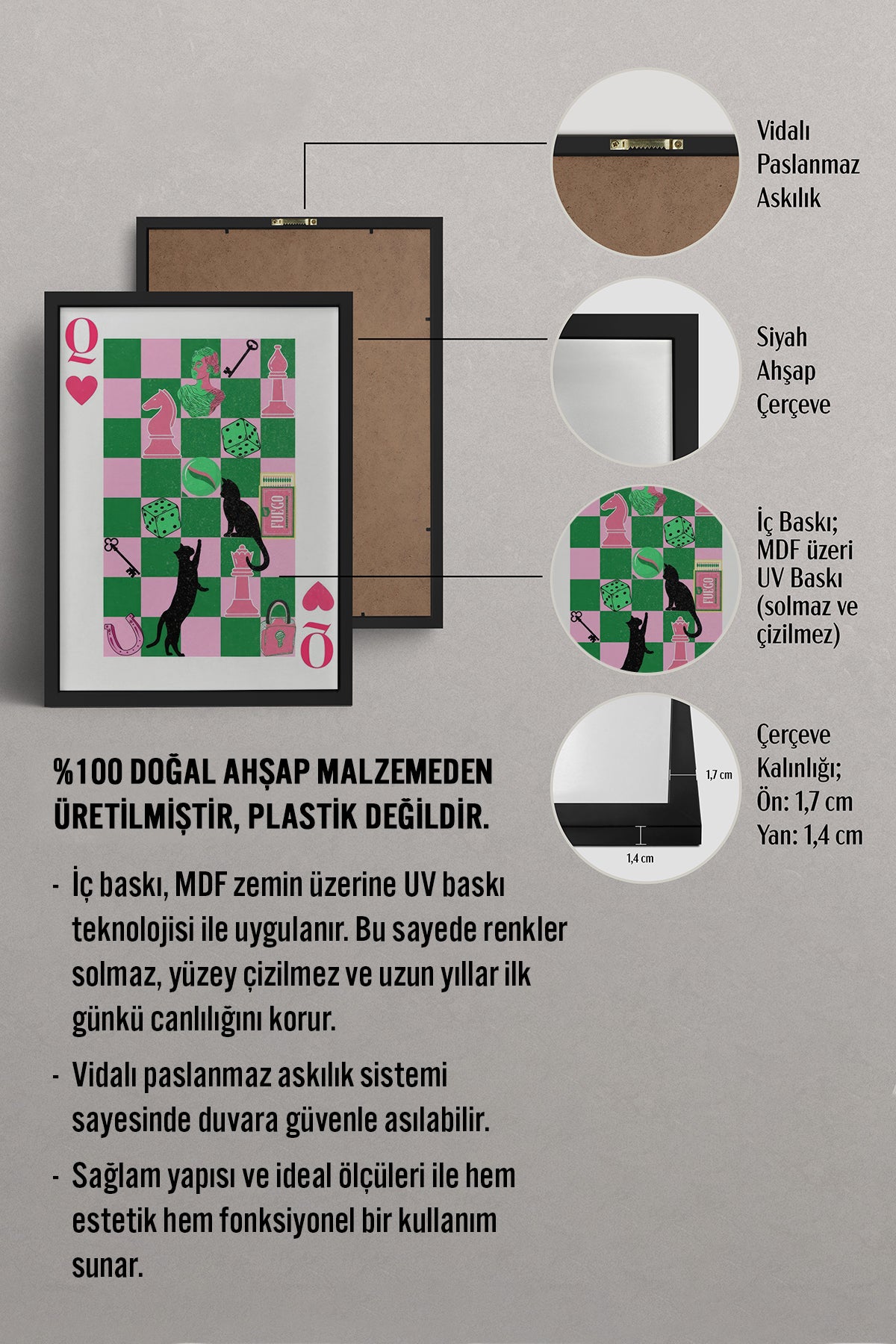 HOMEPACK Ahşap Çerçeveli Tablo Çerçeveli Poster Sanatsal Modern Duvar Dekoru TK-906