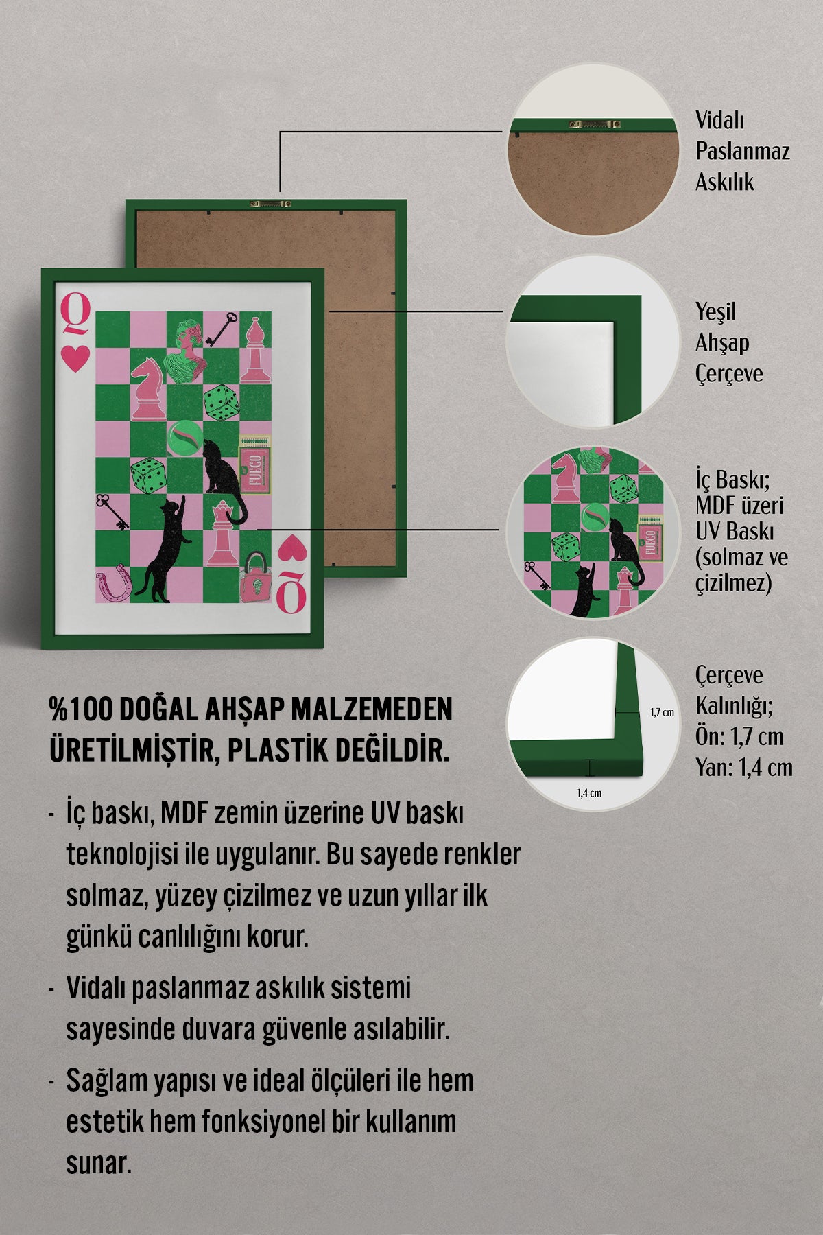 HOMEPACK Ahşap Çerçeveli Tablo Çerçeveli Poster Sanatsal Modern Duvar Dekoru TK-906