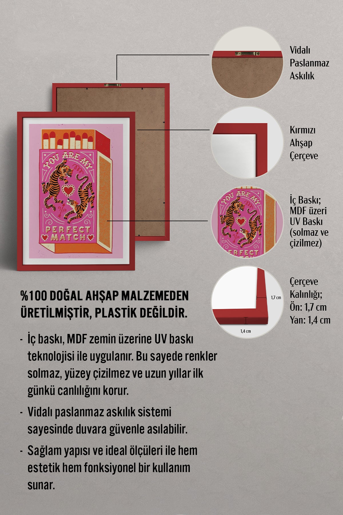 HOMEPACK Ahşap Çerçeveli Tablo Çerçeveli Poster Sanatsal Modern Duvar Dekoru TK-908