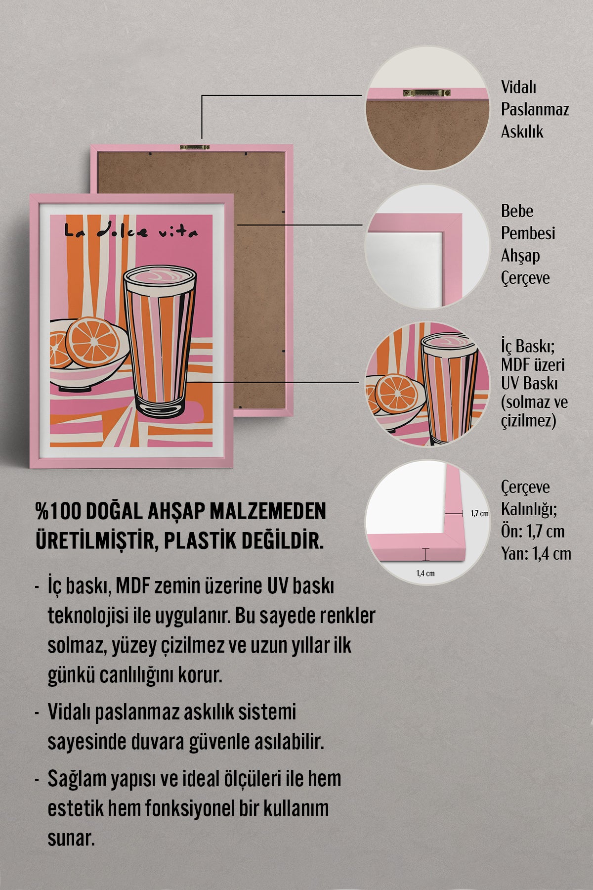 HOMEPACK Ahşap Çerçeveli Tablo Çerçeveli Poster Sanatsal Modern Duvar Dekoru TK-910