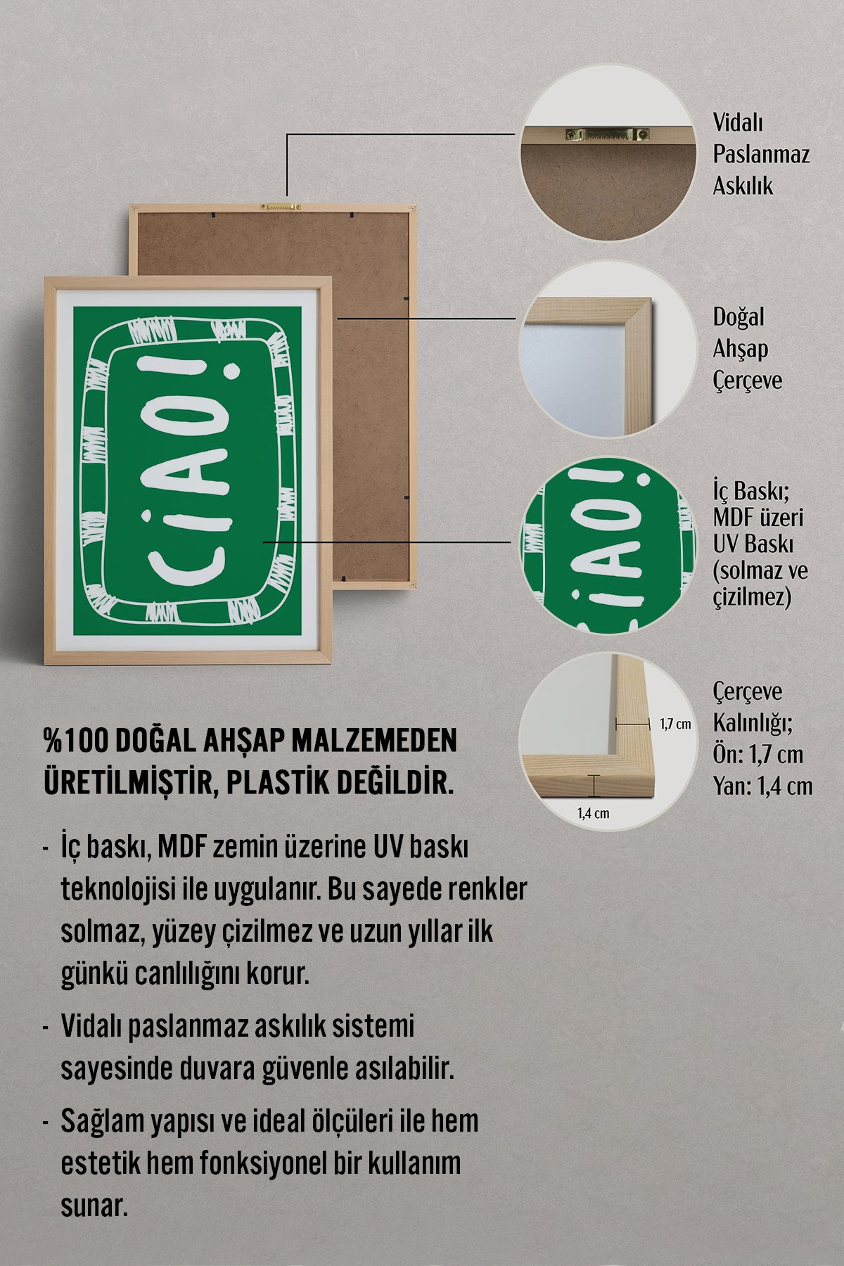 HOMEPACK Ahşap Çerçeveli Tablo Çerçeveli Poster Sanatsal Modern Duvar Dekoru TK-911