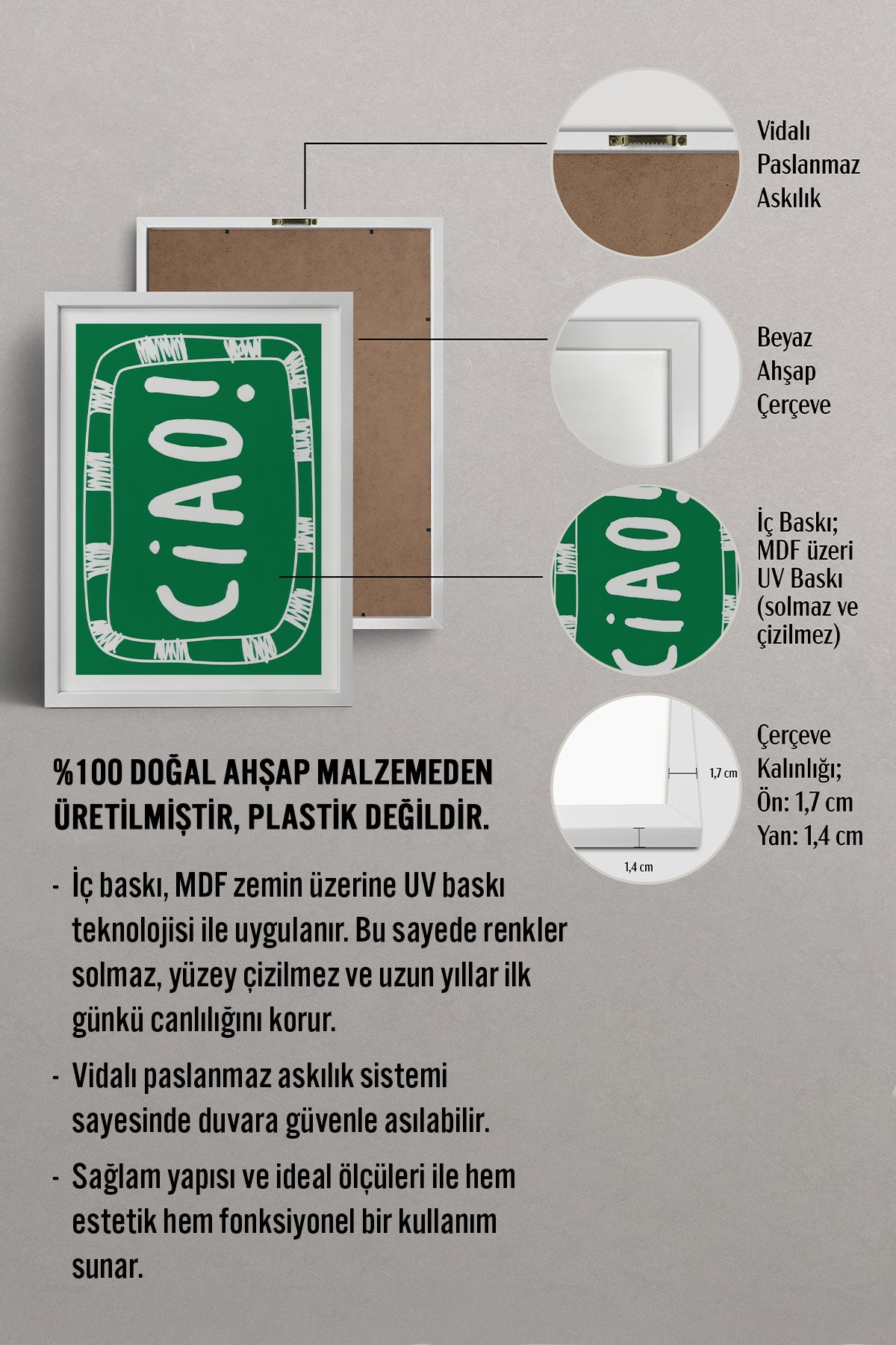 HOMEPACK Ahşap Çerçeveli Tablo Çerçeveli Poster Sanatsal Modern Duvar Dekoru TK-911