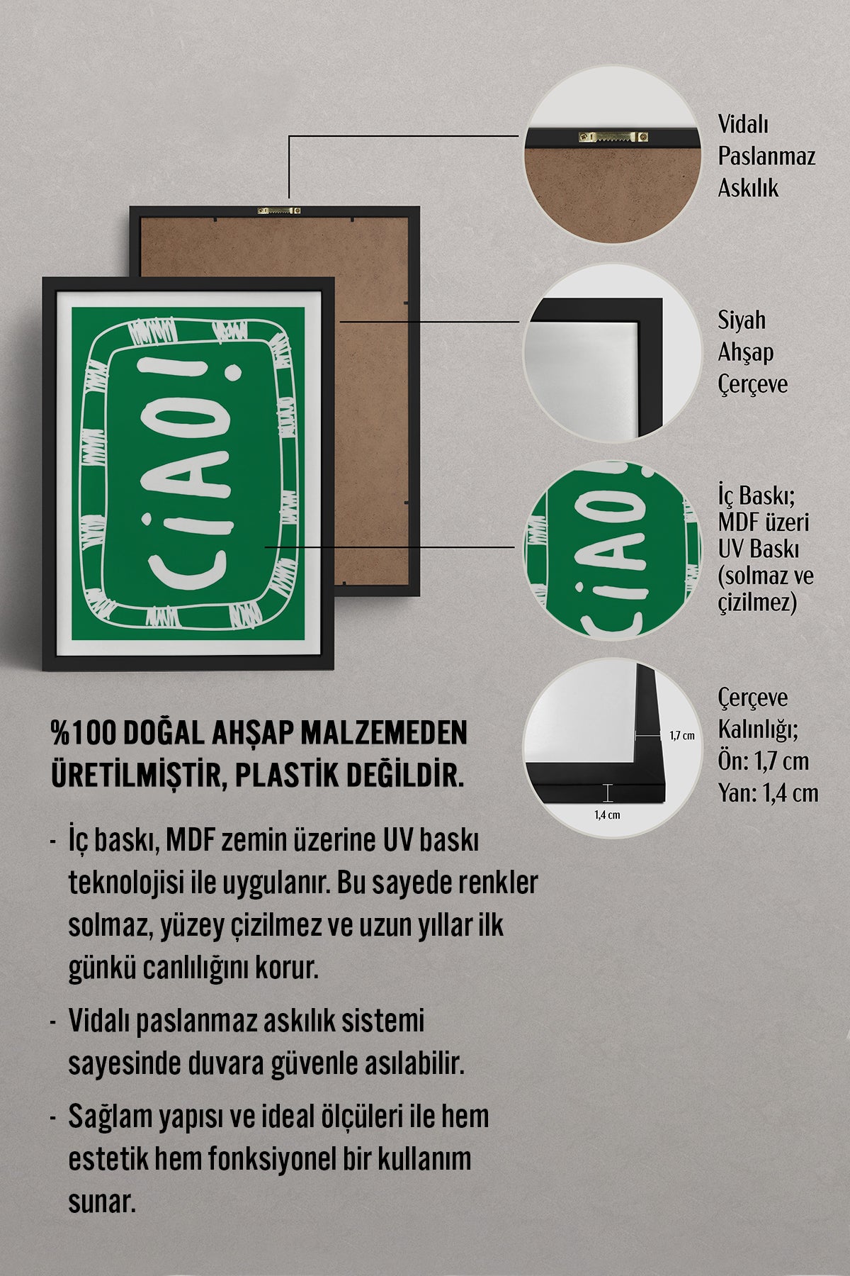 HOMEPACK Ahşap Çerçeveli Tablo Çerçeveli Poster Sanatsal Modern Duvar Dekoru TK-911
