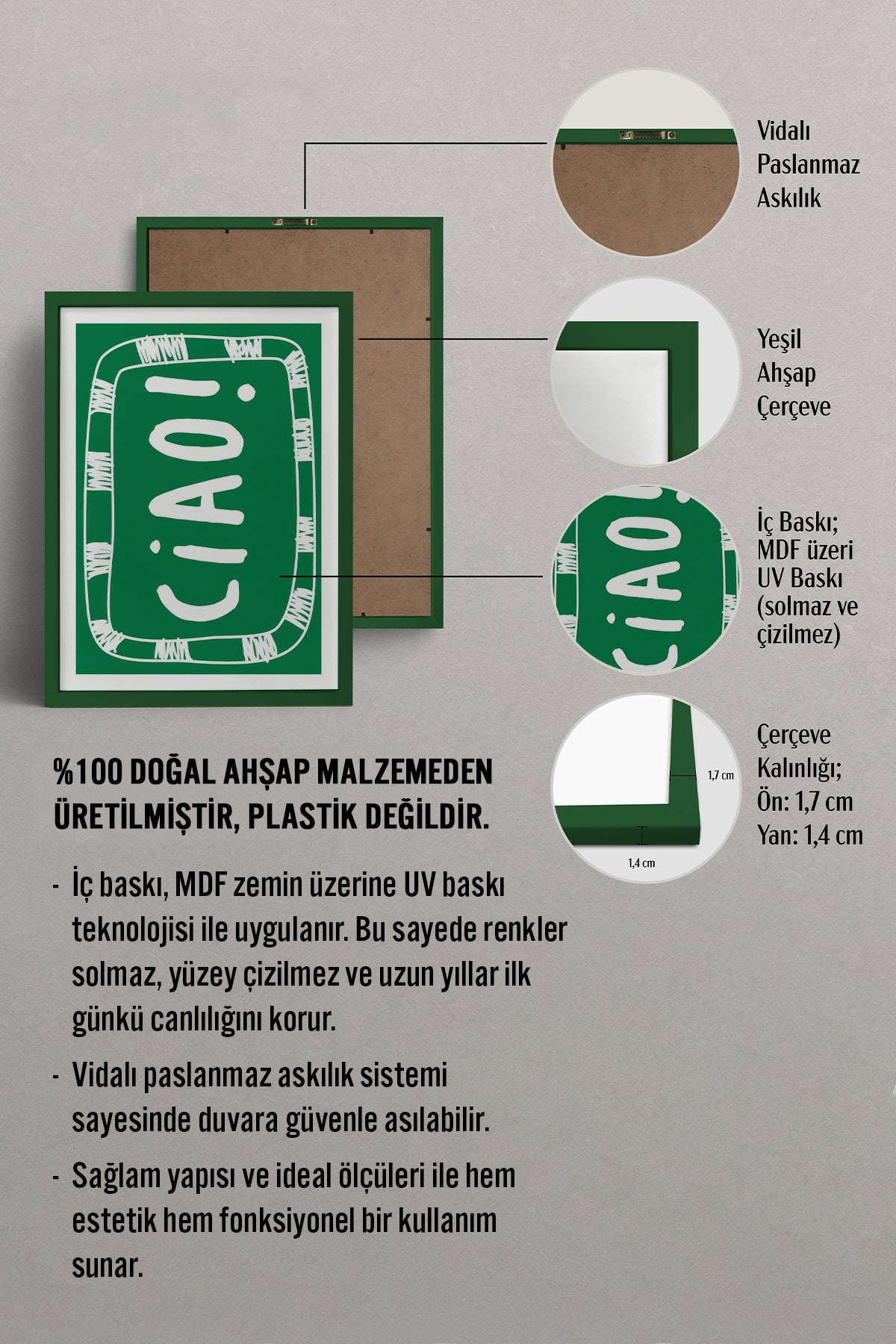 HOMEPACK Ahşap Çerçeveli Tablo Çerçeveli Poster Sanatsal Modern Duvar Dekoru TK-911