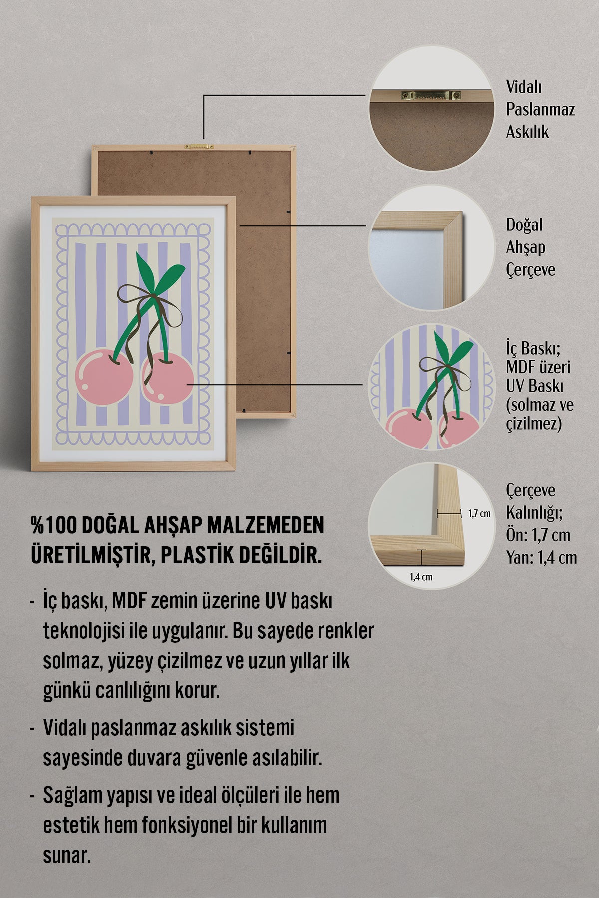 HOMEPACK Ahşap Çerçeveli Tablo Çerçeveli Poster Sanatsal Modern Duvar Dekoru TK-914