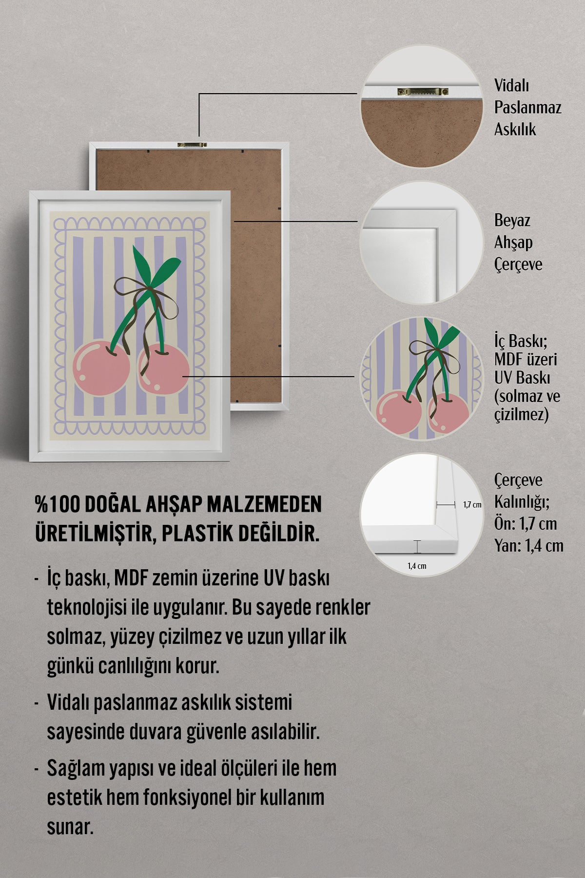 HOMEPACK Ahşap Çerçeveli Tablo Çerçeveli Poster Sanatsal Modern Duvar Dekoru TK-914