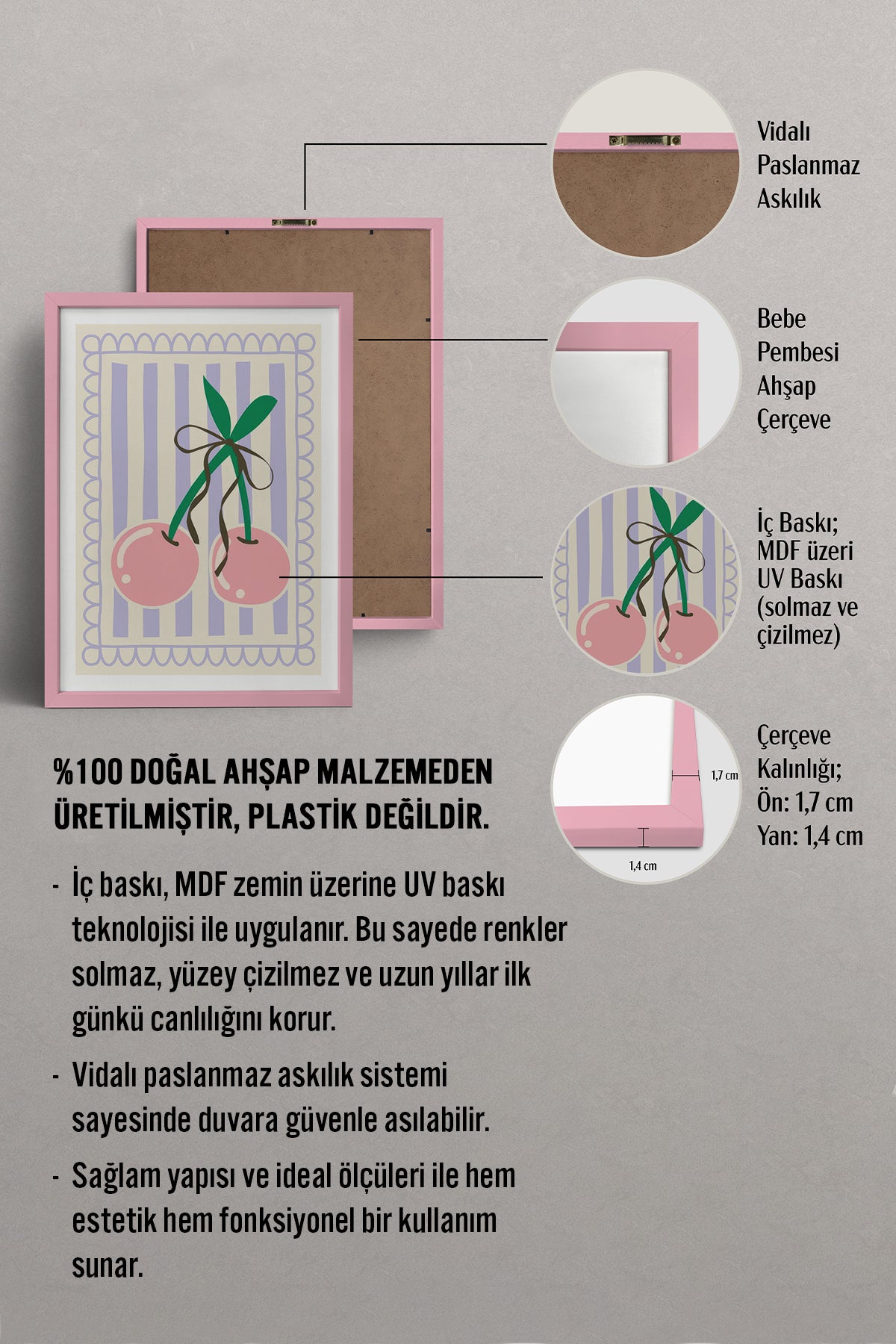 HOMEPACK Ahşap Çerçeveli Tablo Çerçeveli Poster Sanatsal Modern Duvar Dekoru TK-914