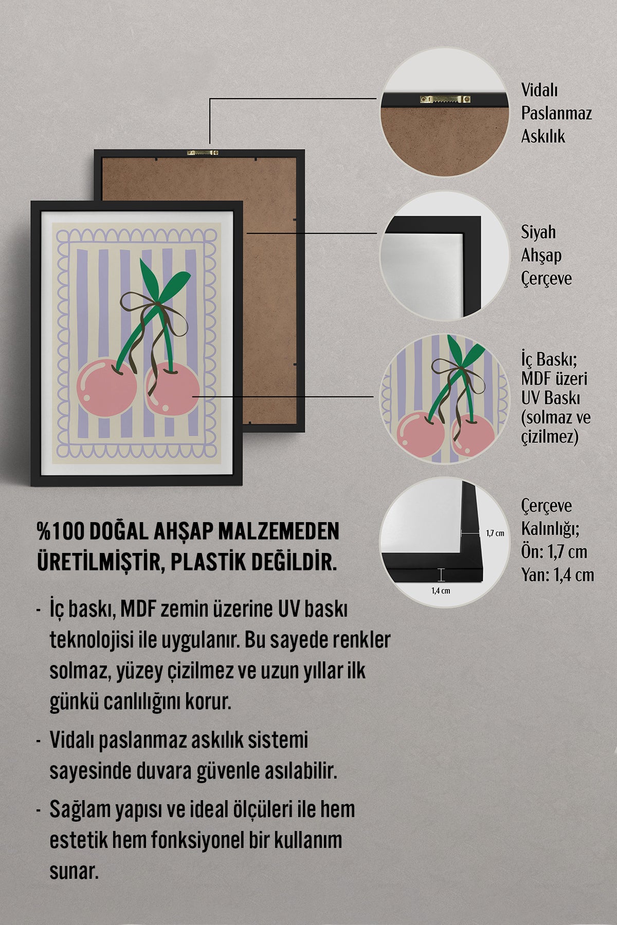 HOMEPACK Ahşap Çerçeveli Tablo Çerçeveli Poster Sanatsal Modern Duvar Dekoru TK-914