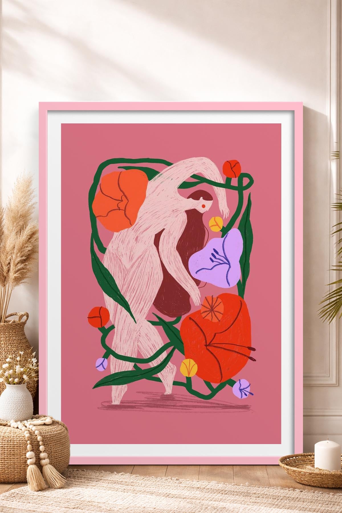 HOMEPACK Ahşap Çerçeveli Tablo Çerçeveli Poster Sanatsal Modern Duvar Dekoru TK-915
