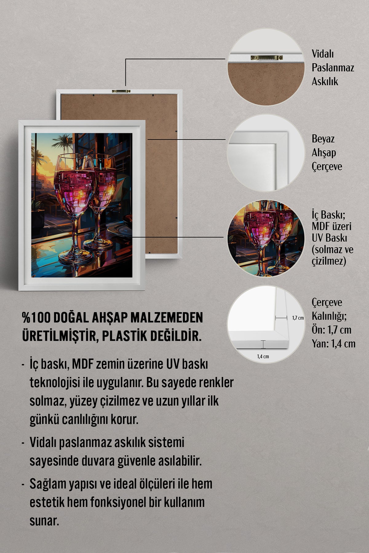 HOMEPACK Ahşap Çerçeveli Tablo Çerçeveli Poster Sanatsal Modern Duvar Dekoru TK-917