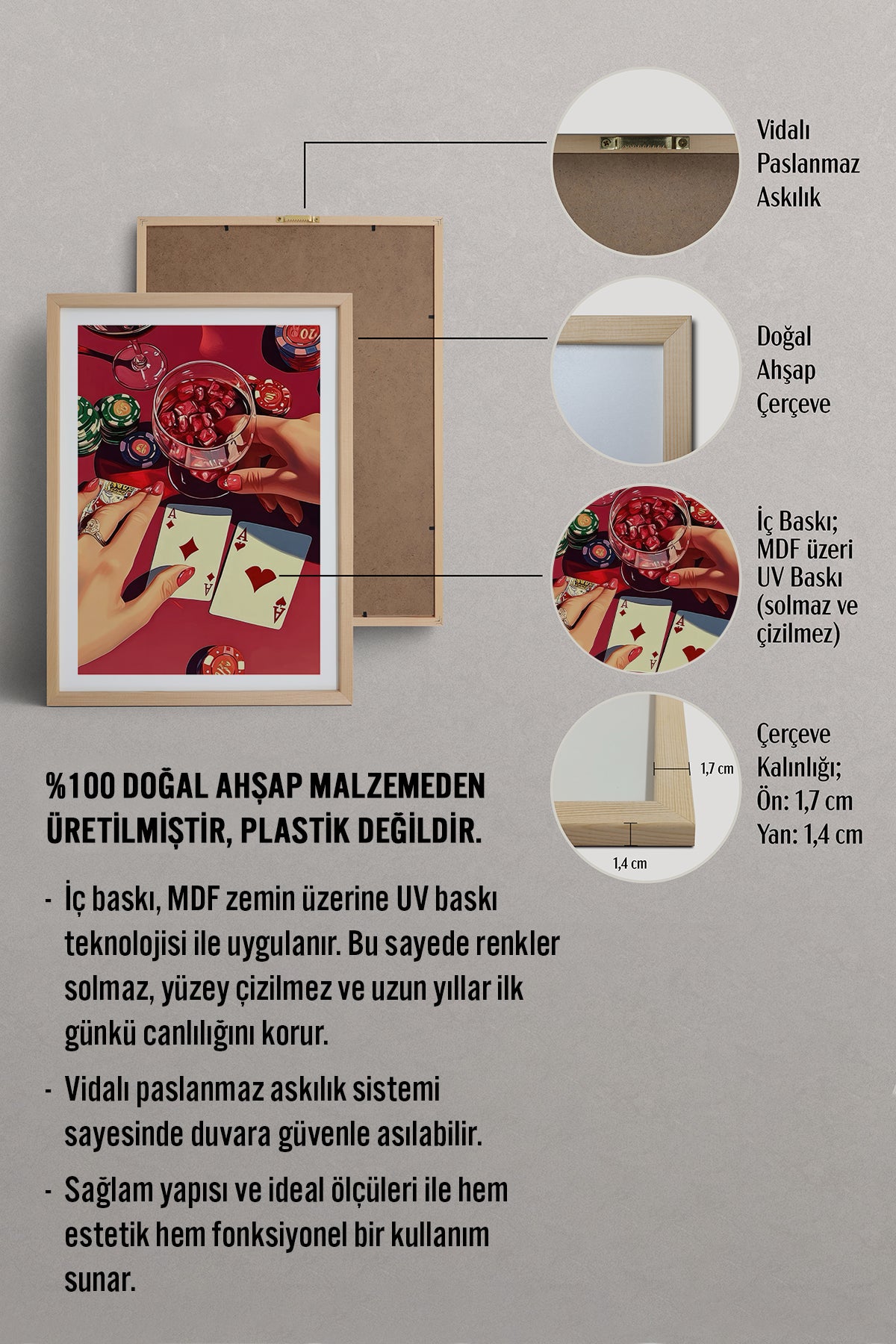 HOMEPACK Ahşap Çerçeveli Tablo Çerçeveli Poster Sanatsal Modern Duvar Dekoru TK-918