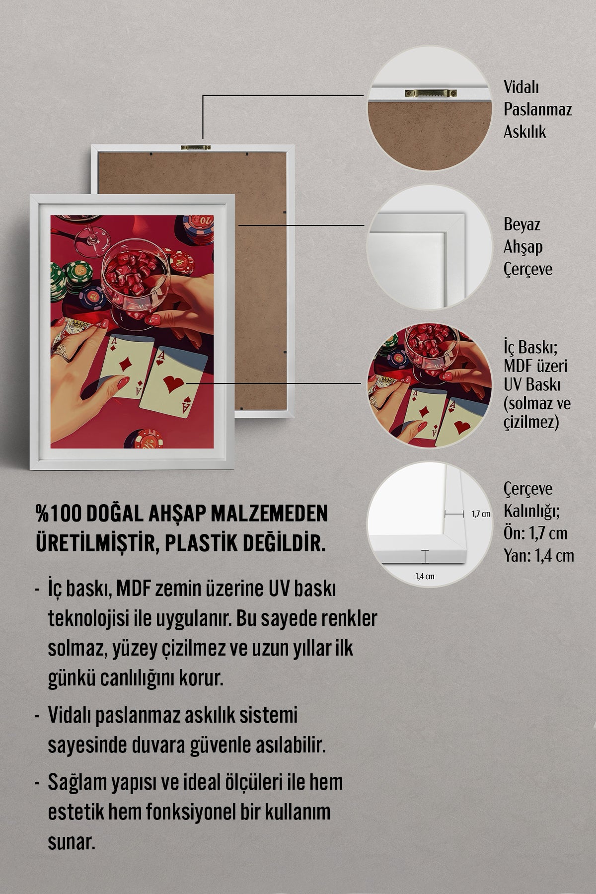 HOMEPACK Ahşap Çerçeveli Tablo Çerçeveli Poster Sanatsal Modern Duvar Dekoru TK-918