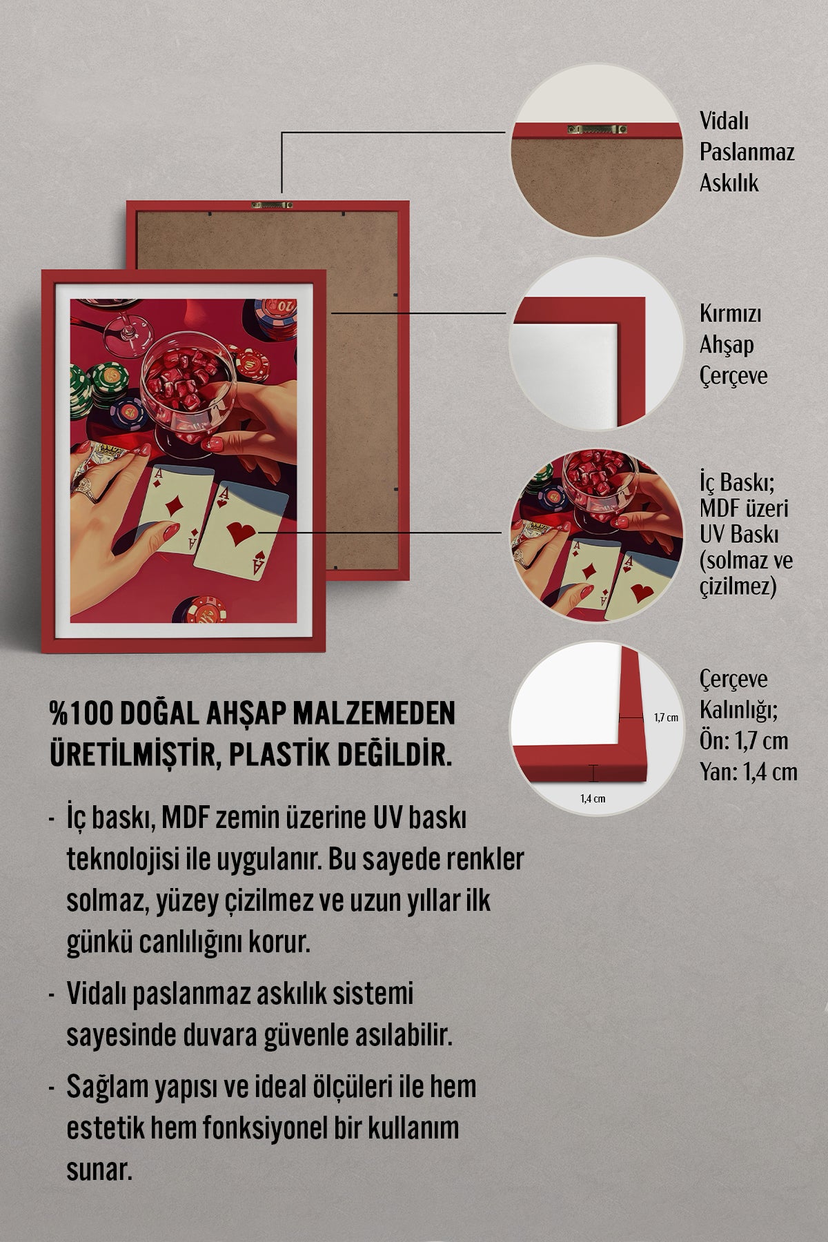 HOMEPACK Ahşap Çerçeveli Tablo Çerçeveli Poster Sanatsal Modern Duvar Dekoru TK-918