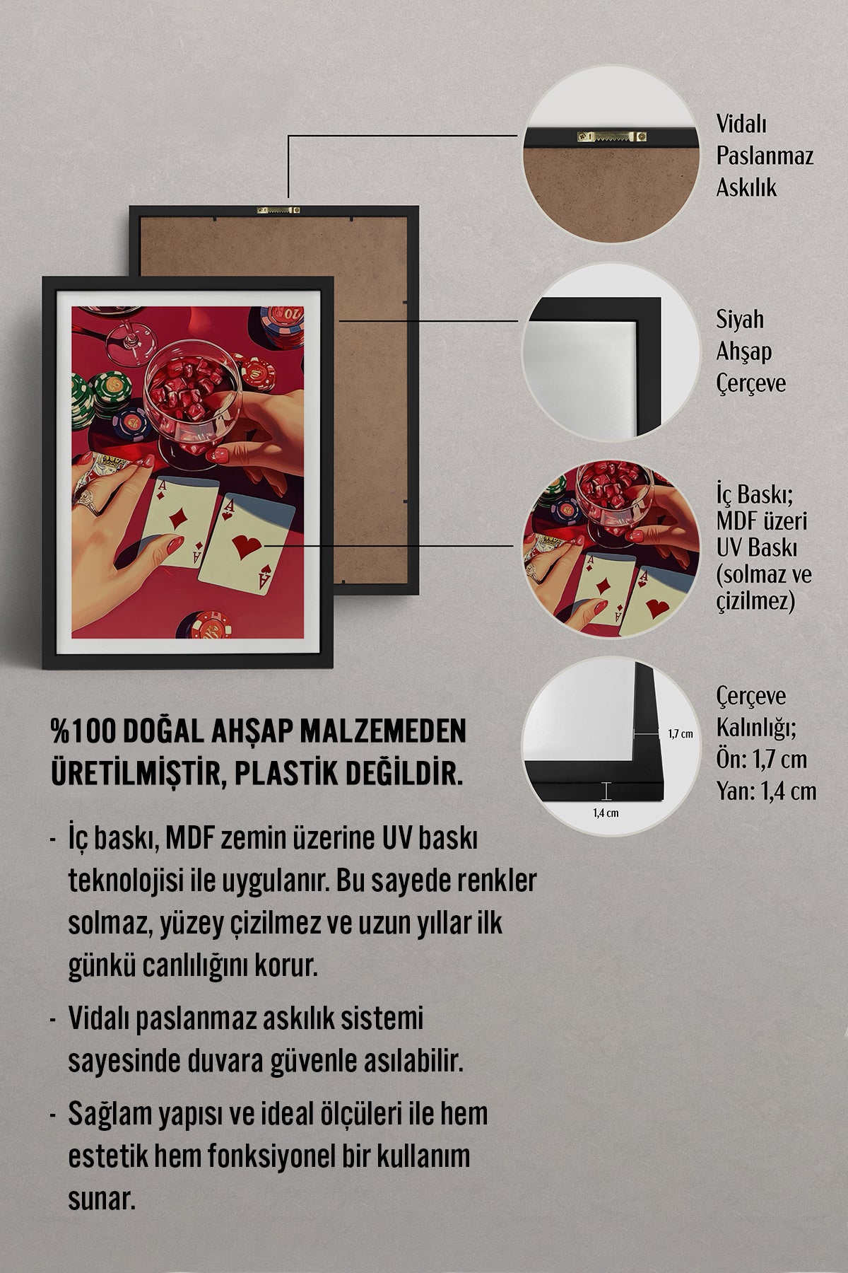 HOMEPACK Ahşap Çerçeveli Tablo Çerçeveli Poster Sanatsal Modern Duvar Dekoru TK-918
