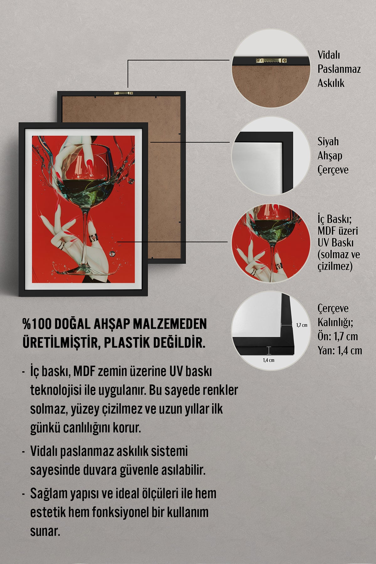 HOMEPACK Ahşap Çerçeveli Tablo Çerçeveli Poster Sanatsal Modern Duvar Dekoru TK-919