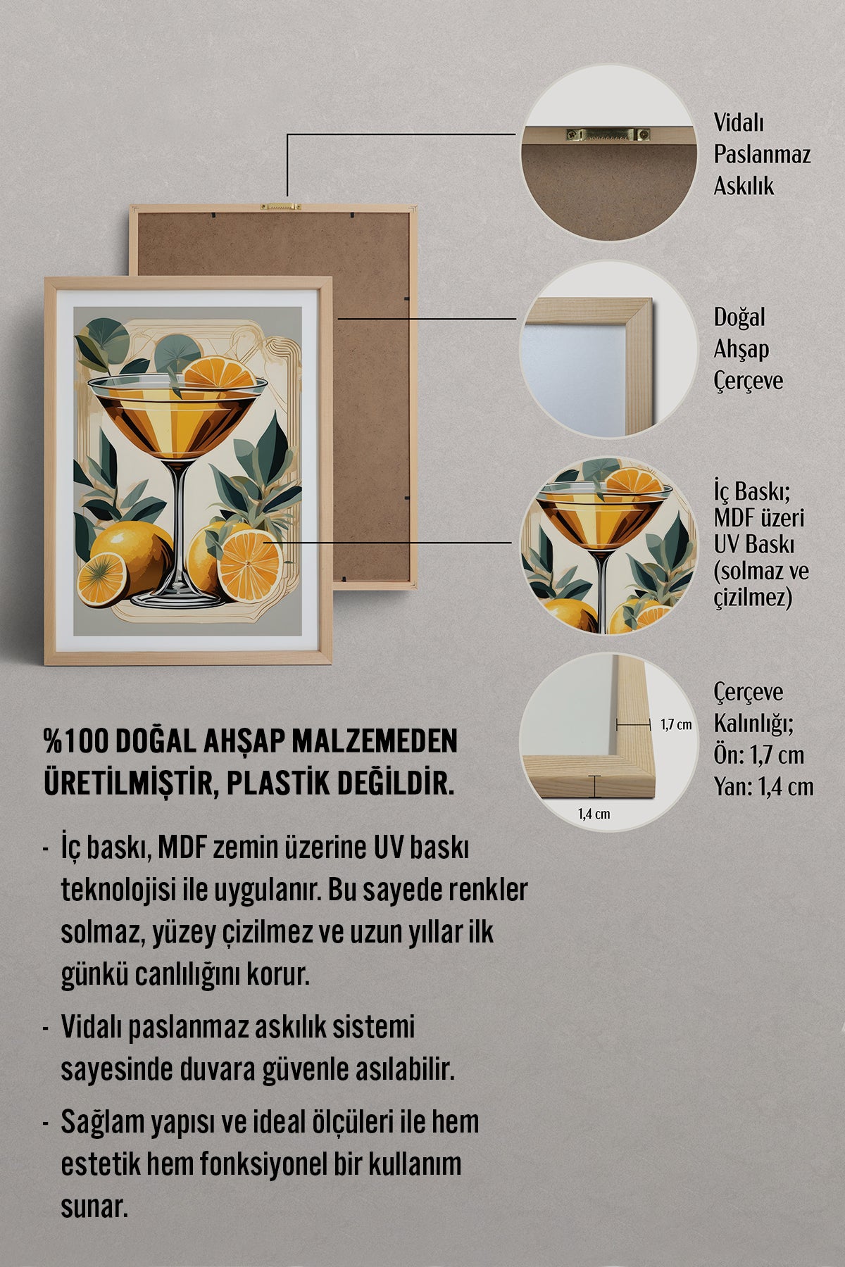 HOMEPACK Ahşap Çerçeveli Tablo Çerçeveli Poster Sanatsal Modern Duvar Dekoru TK-920