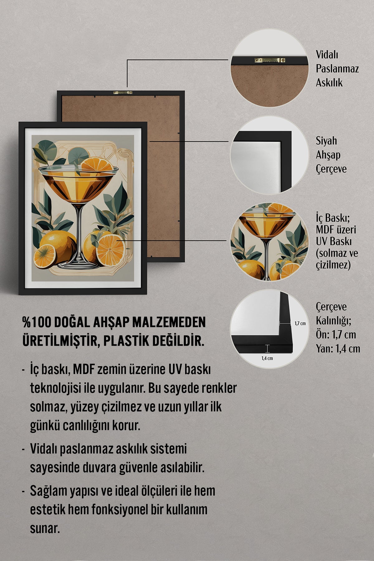 HOMEPACK Ahşap Çerçeveli Tablo Çerçeveli Poster Sanatsal Modern Duvar Dekoru TK-920