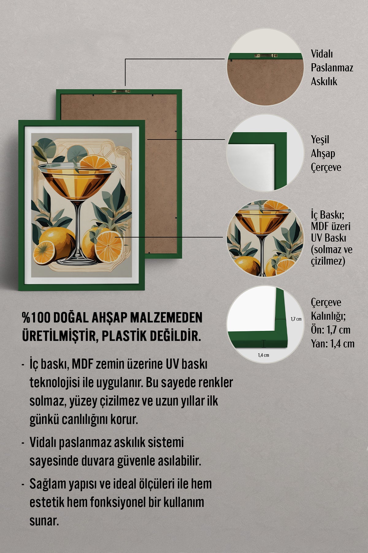 HOMEPACK Ahşap Çerçeveli Tablo Çerçeveli Poster Sanatsal Modern Duvar Dekoru TK-920
