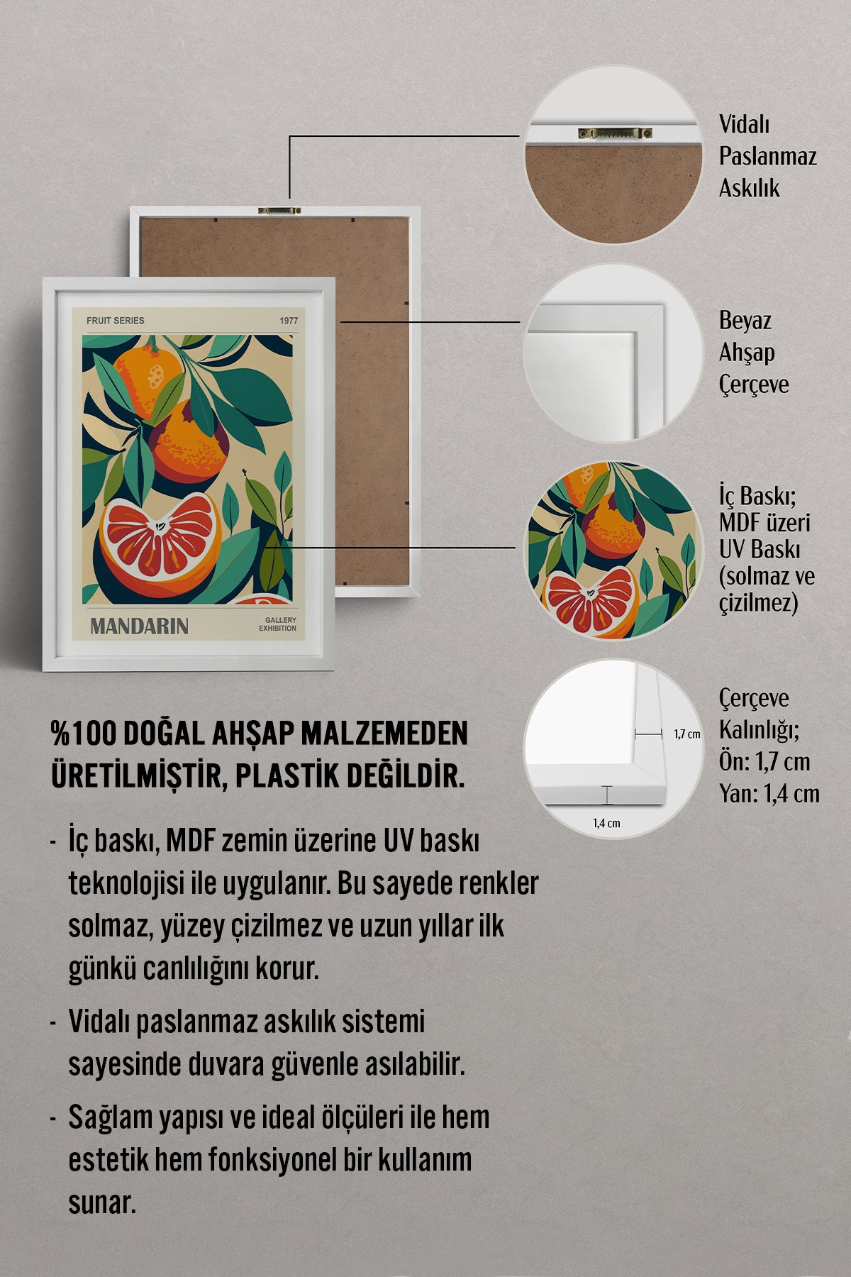 HOMEPACK Ahşap Çerçeveli Tablo Çerçeveli Poster Sanatsal Modern Duvar Dekoru TK-921