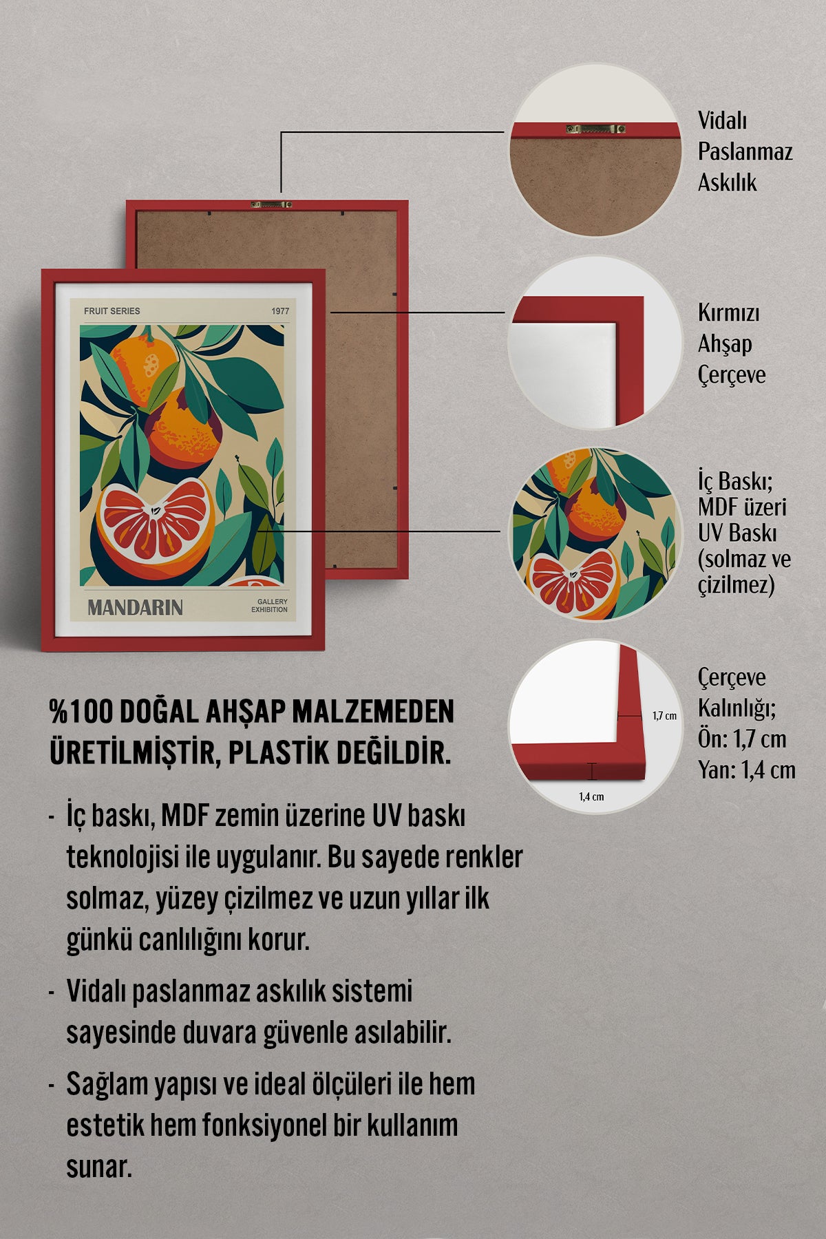 HOMEPACK Ahşap Çerçeveli Tablo Çerçeveli Poster Sanatsal Modern Duvar Dekoru TK-921