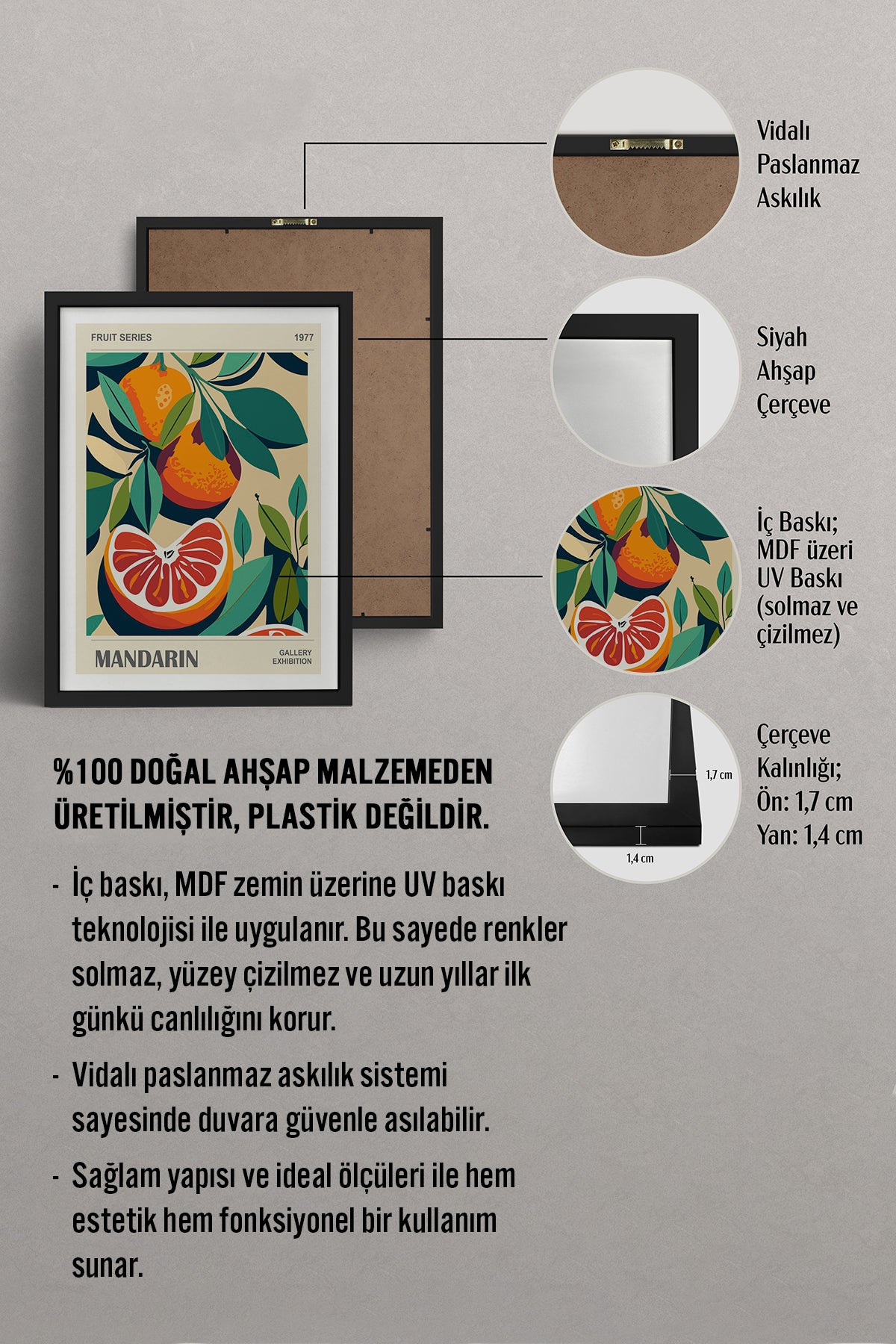 HOMEPACK Ahşap Çerçeveli Tablo Çerçeveli Poster Sanatsal Modern Duvar Dekoru TK-921