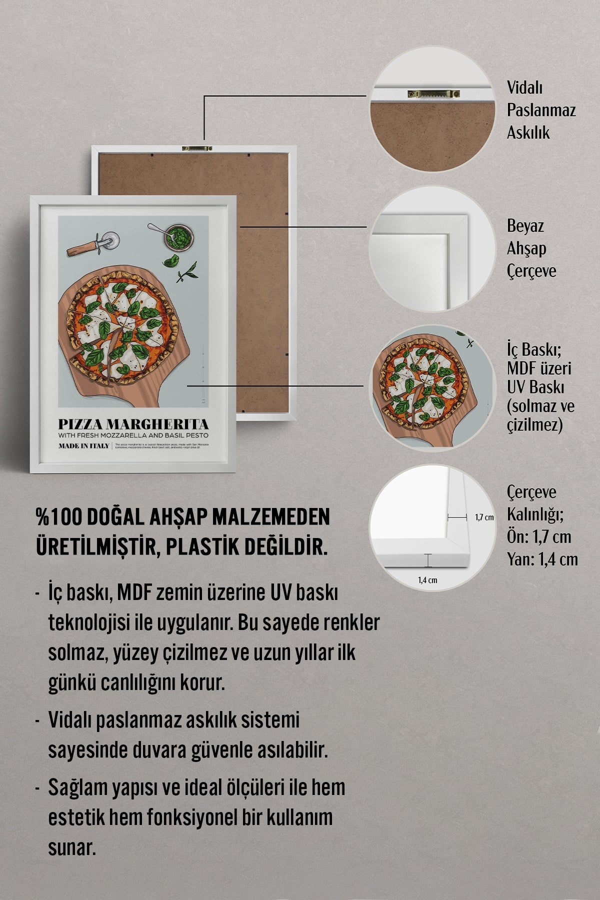 HOMEPACK Ahşap Çerçeveli Tablo Çerçeveli Poster Sanatsal Modern Duvar Dekoru TK-922