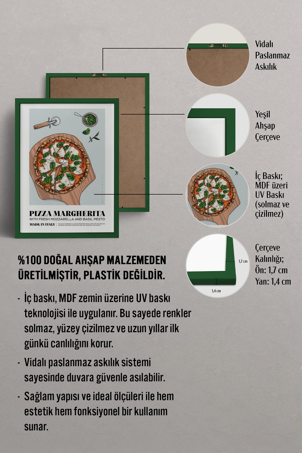 HOMEPACK Ahşap Çerçeveli Tablo Çerçeveli Poster Sanatsal Modern Duvar Dekoru TK-922