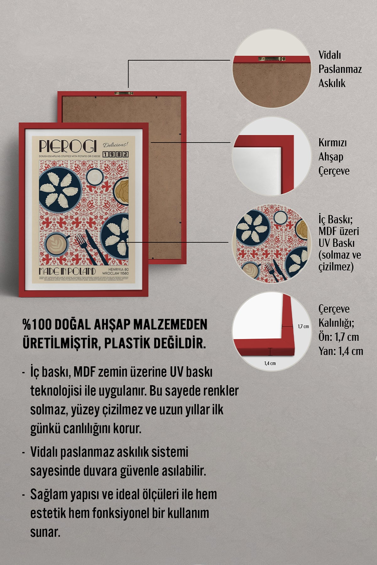 HOMEPACK Ahşap Çerçeveli Tablo Çerçeveli Poster Sanatsal Modern Duvar Dekoru TK-923