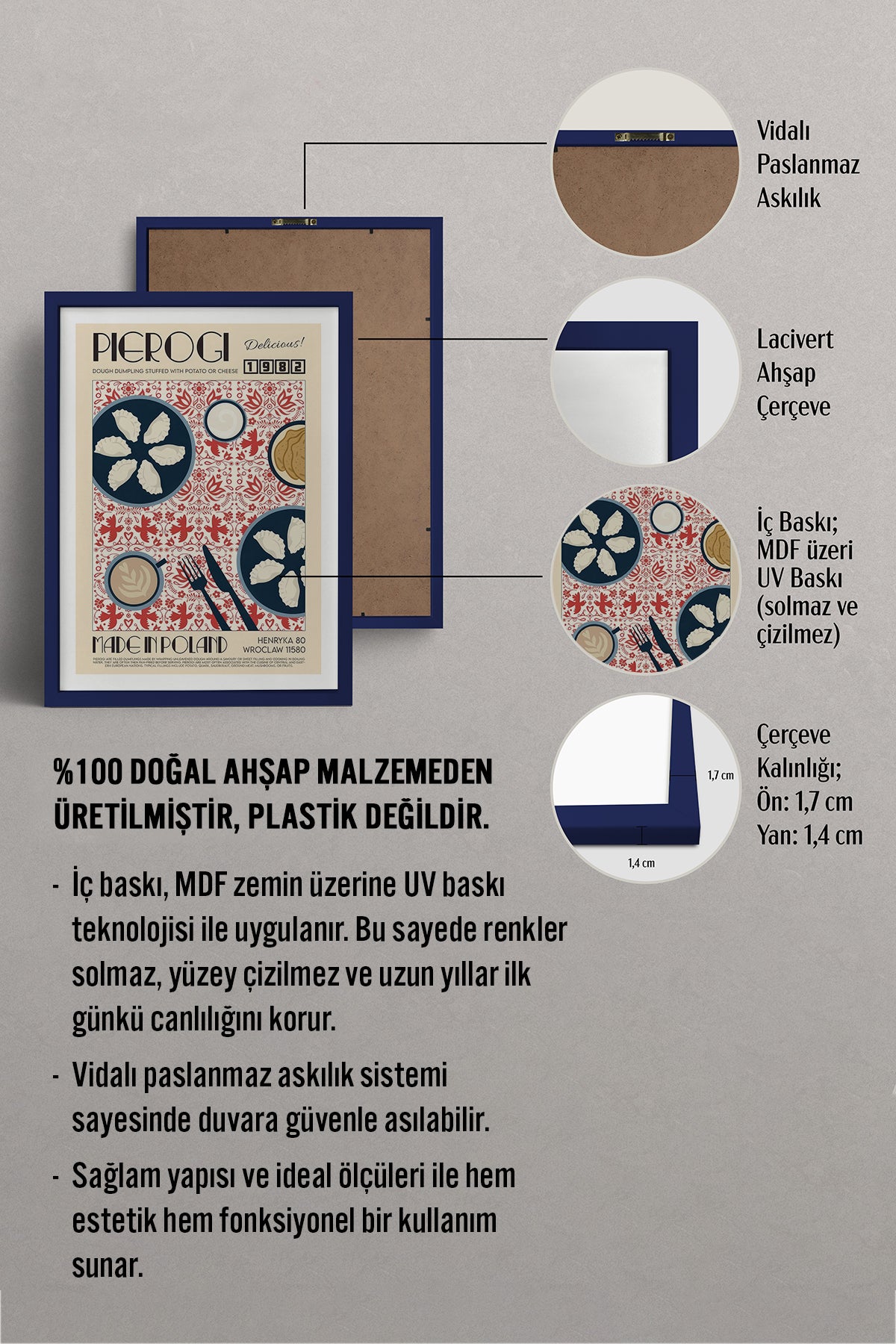 HOMEPACK Ahşap Çerçeveli Tablo Çerçeveli Poster Sanatsal Modern Duvar Dekoru TK-923