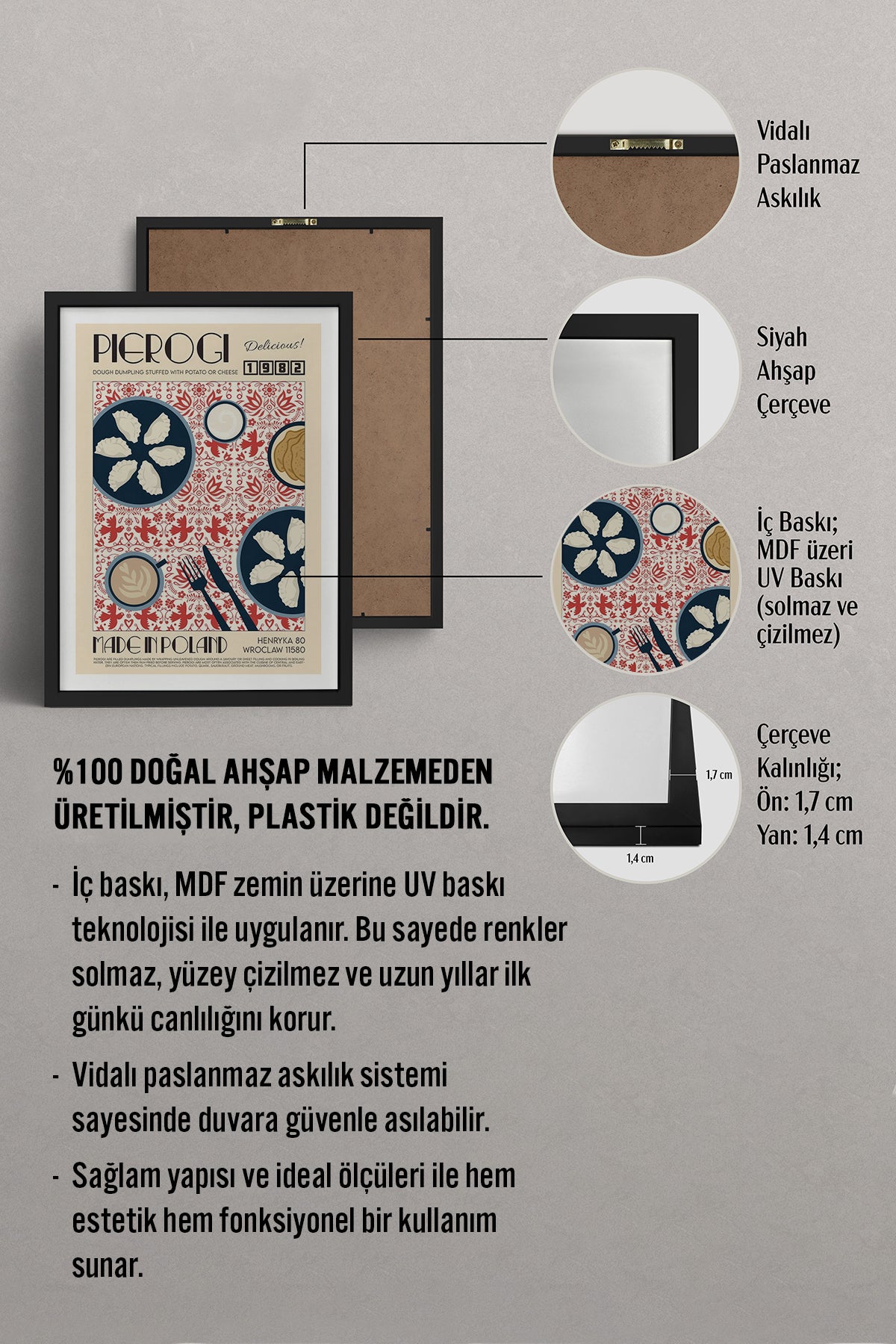 HOMEPACK Ahşap Çerçeveli Tablo Çerçeveli Poster Sanatsal Modern Duvar Dekoru TK-923