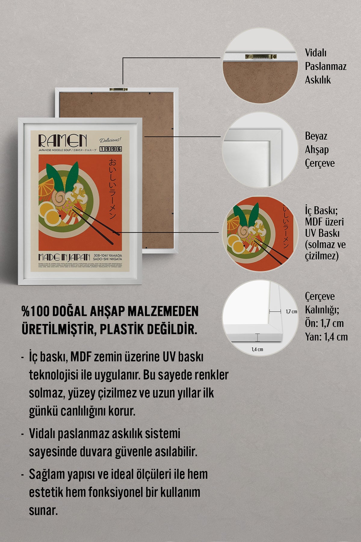 HOMEPACK Ahşap Çerçeveli Tablo Çerçeveli Poster Sanatsal Modern Duvar Dekoru TK-924