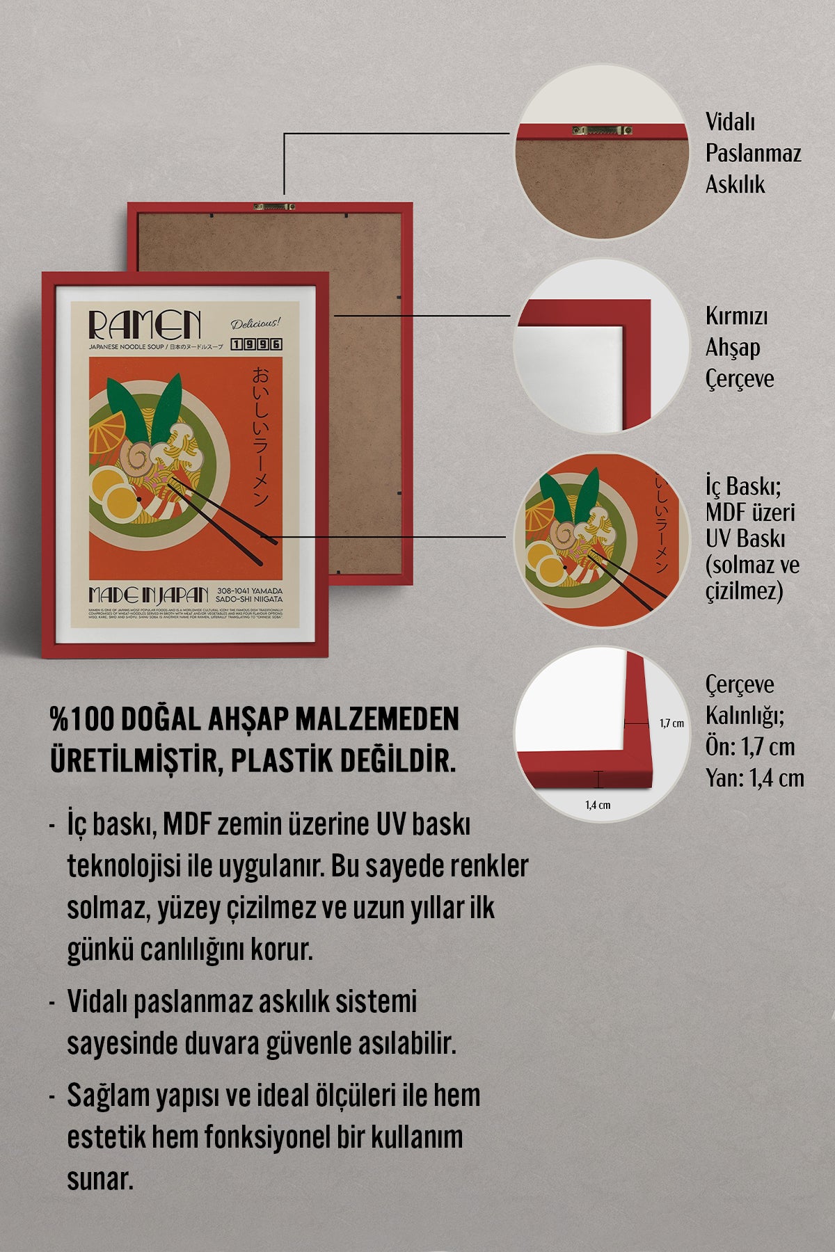 HOMEPACK Ahşap Çerçeveli Tablo Çerçeveli Poster Sanatsal Modern Duvar Dekoru TK-924