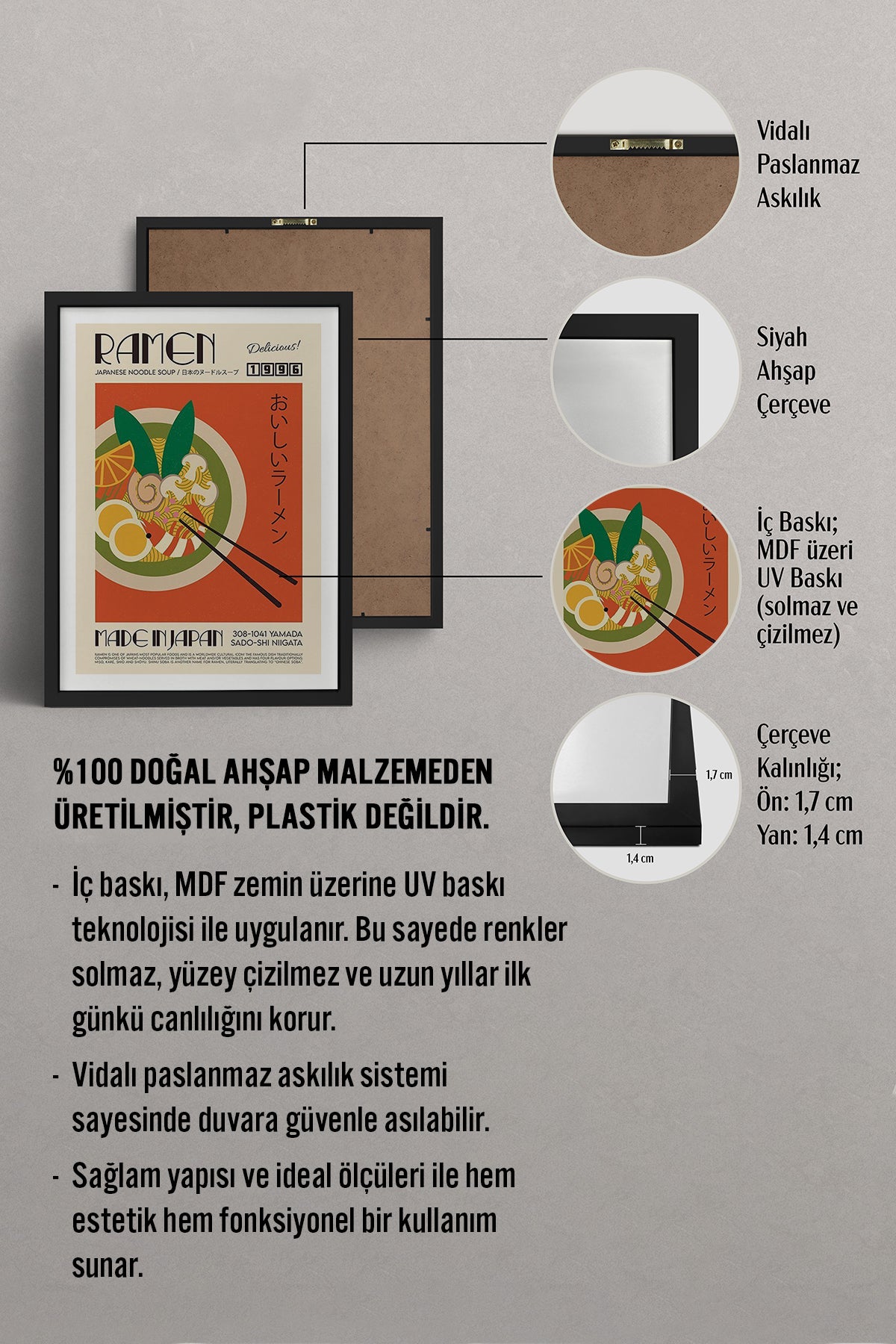 HOMEPACK Ahşap Çerçeveli Tablo Çerçeveli Poster Sanatsal Modern Duvar Dekoru TK-924