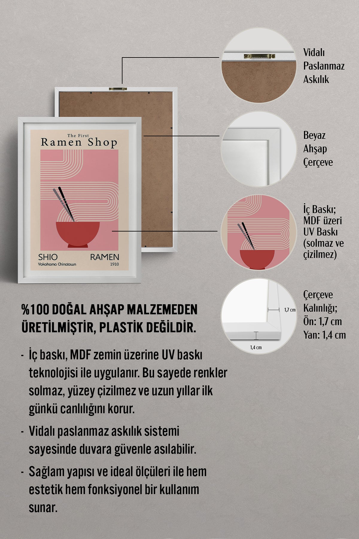 HOMEPACK Ahşap Çerçeveli Tablo Çerçeveli Poster Sanatsal Modern Duvar Dekoru TK-925