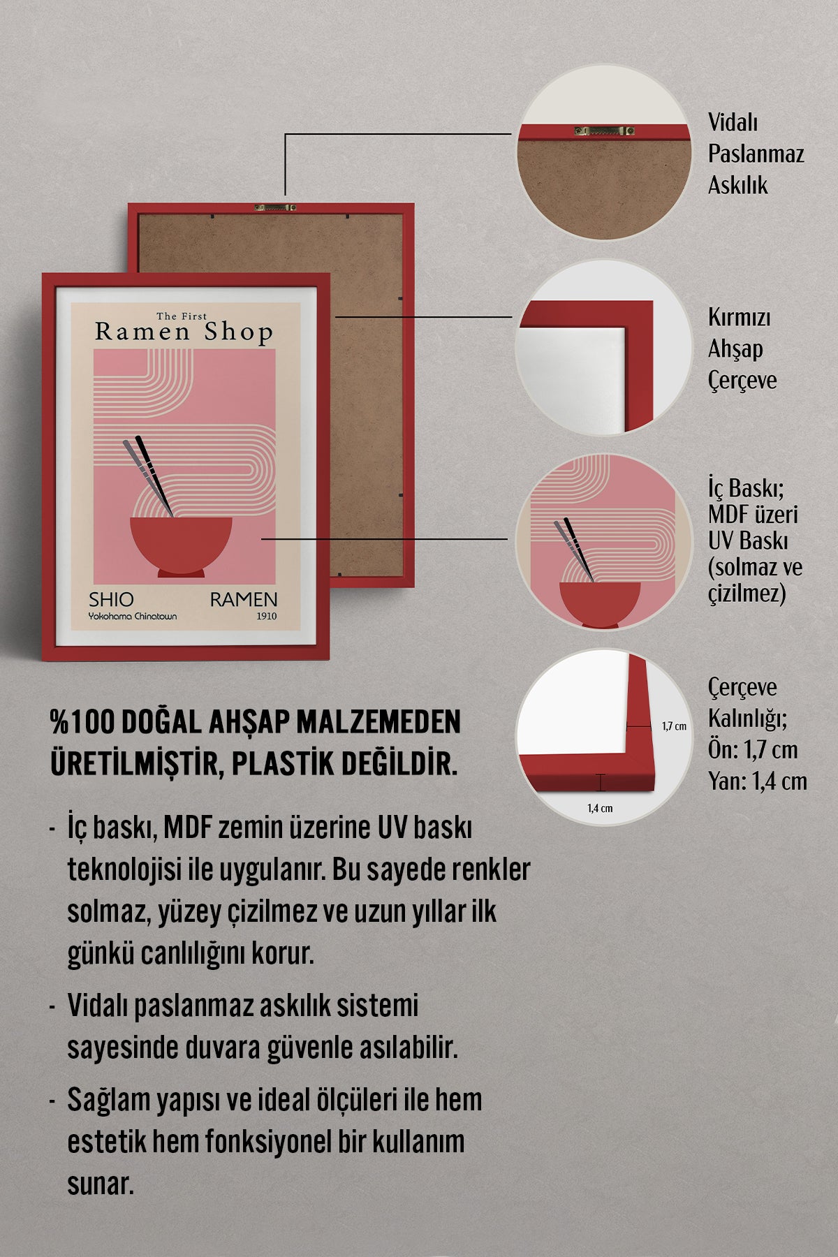 HOMEPACK Ahşap Çerçeveli Tablo Çerçeveli Poster Sanatsal Modern Duvar Dekoru TK-925