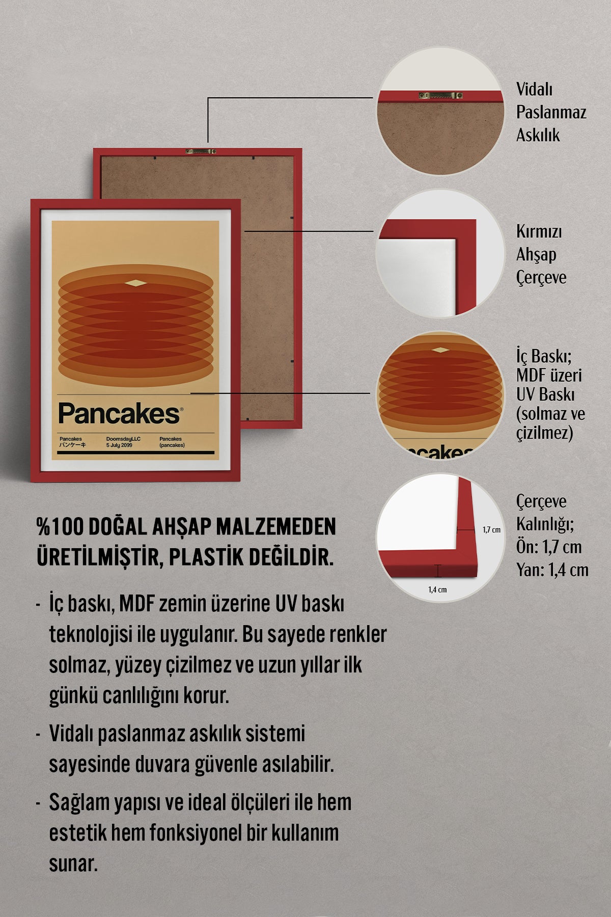 HOMEPACK Ahşap Çerçeveli Tablo Çerçeveli Poster Sanatsal Modern Duvar Dekoru TK-927