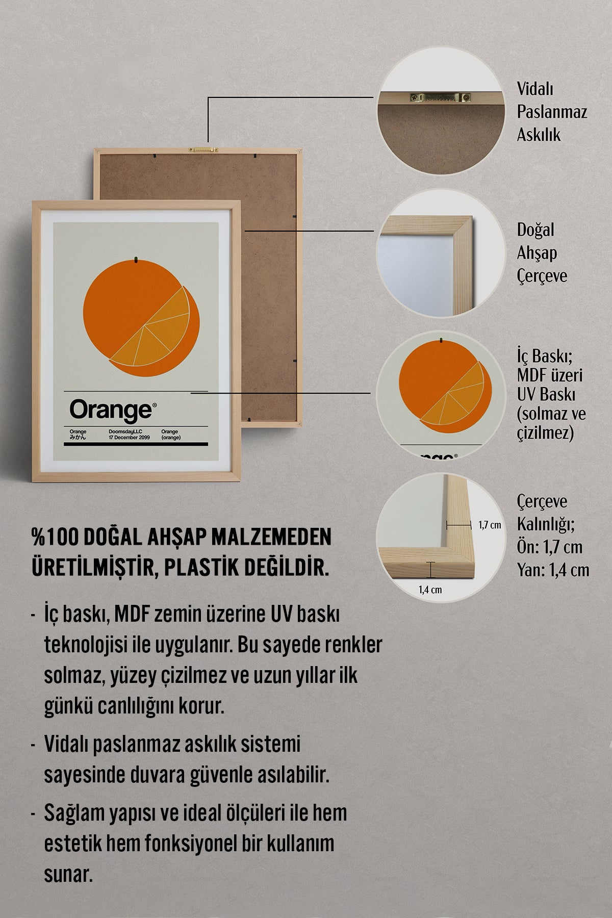 HOMEPACK Ahşap Çerçeveli Tablo Çerçeveli Poster Sanatsal Modern Duvar Dekoru TK-928