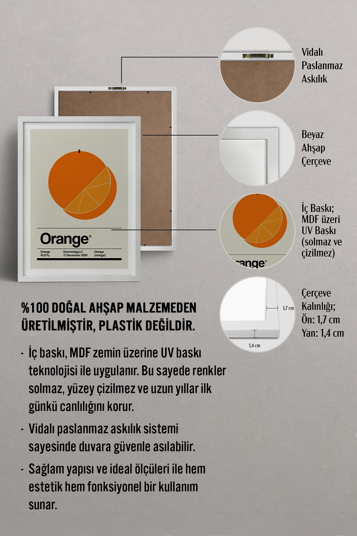 HOMEPACK Ahşap Çerçeveli Tablo Çerçeveli Poster Sanatsal Modern Duvar Dekoru TK-928