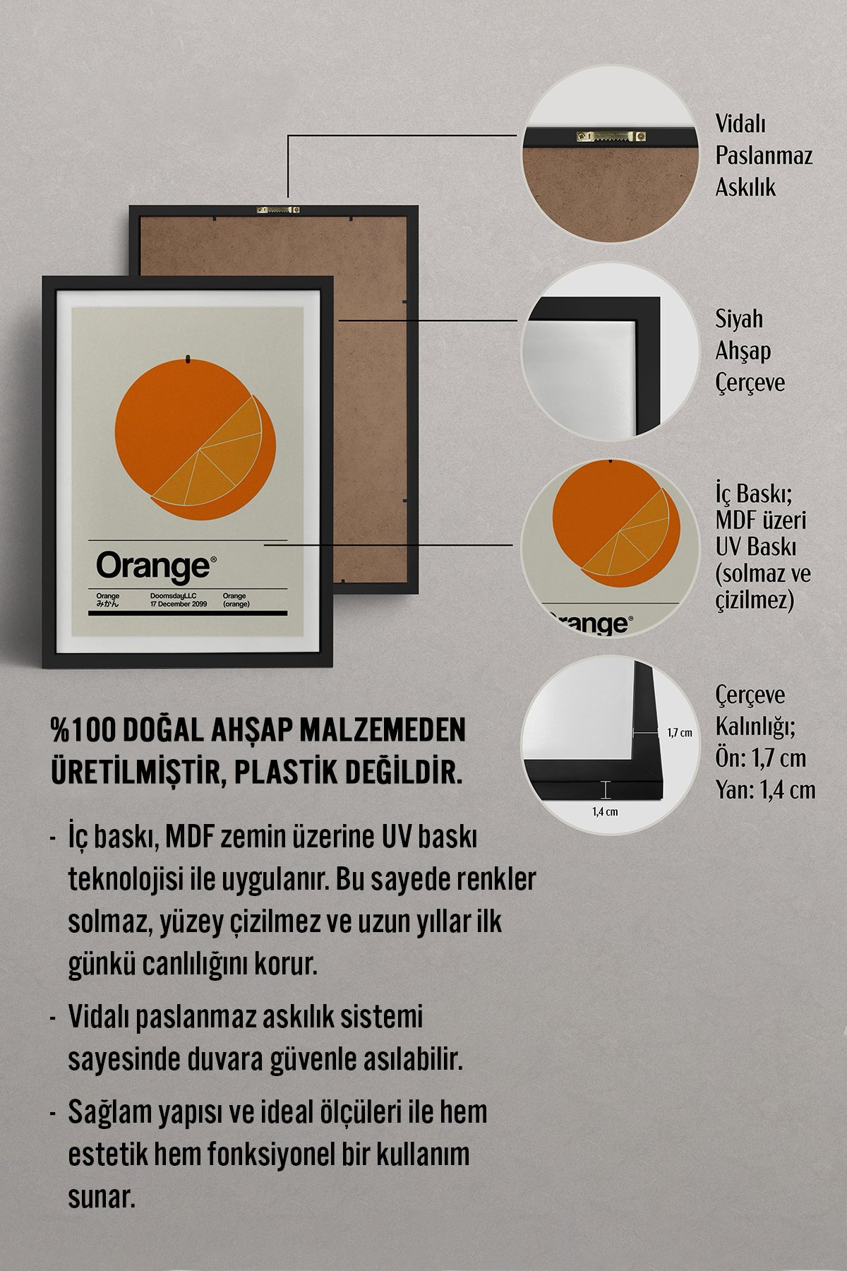 HOMEPACK Ahşap Çerçeveli Tablo Çerçeveli Poster Sanatsal Modern Duvar Dekoru TK-928