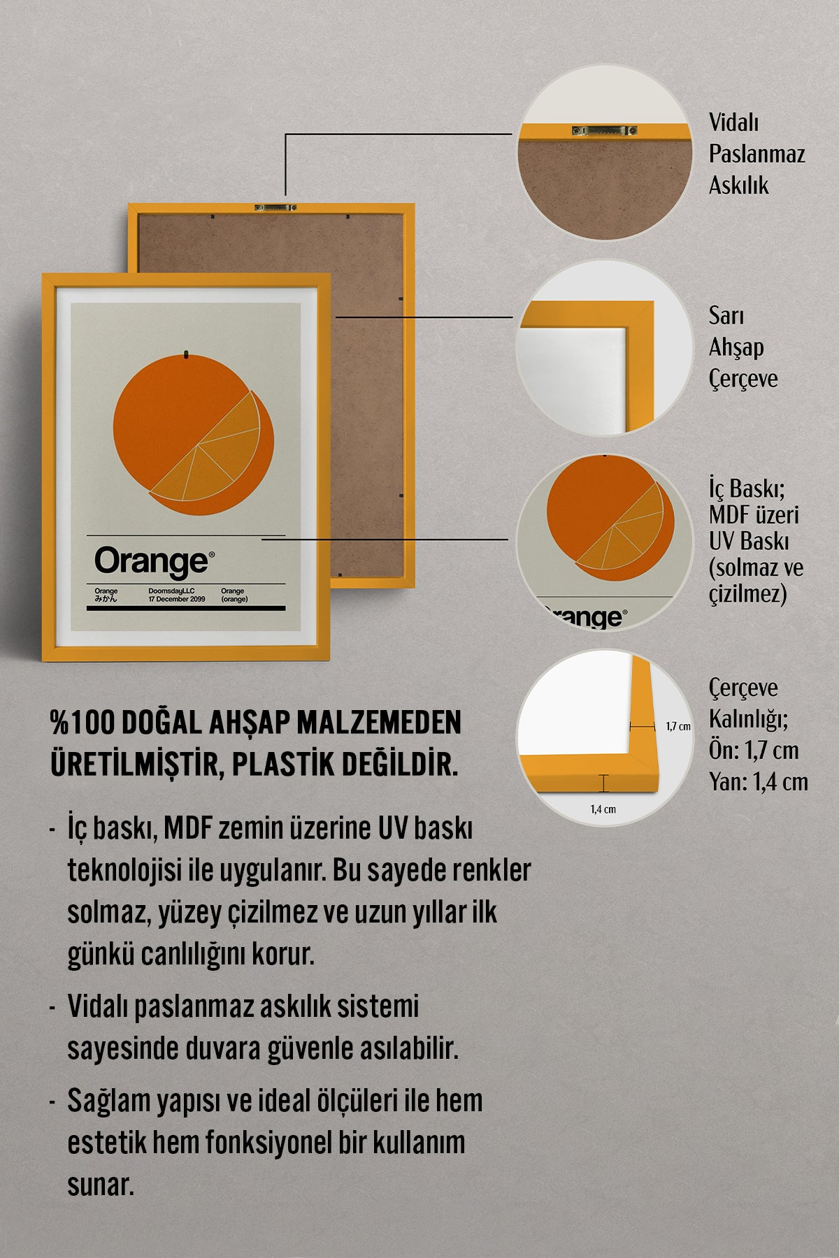 HOMEPACK Ahşap Çerçeveli Tablo Çerçeveli Poster Sanatsal Modern Duvar Dekoru TK-928