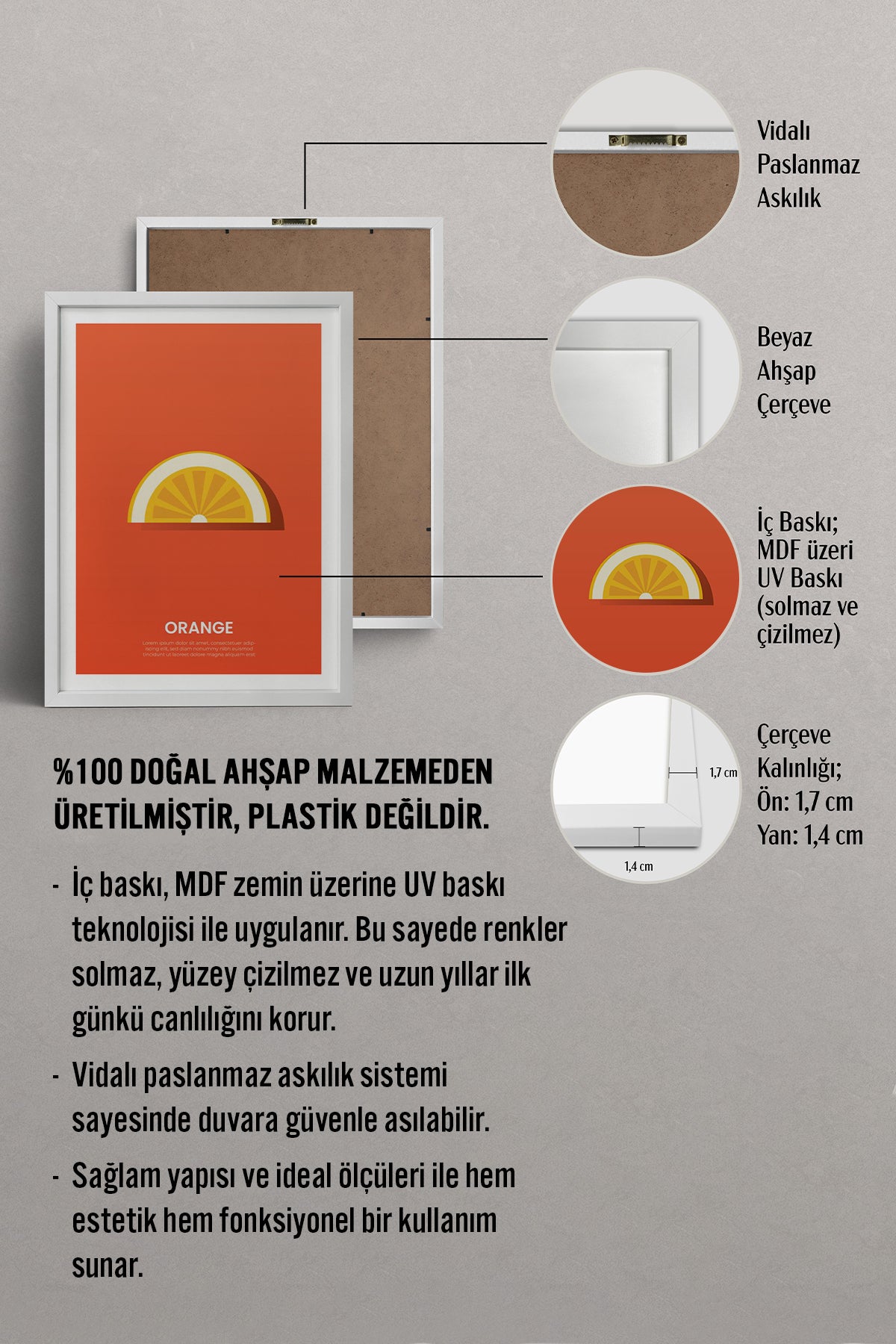 HOMEPACK Ahşap Çerçeveli Tablo Çerçeveli Poster Sanatsal Modern Duvar Dekoru TK-929