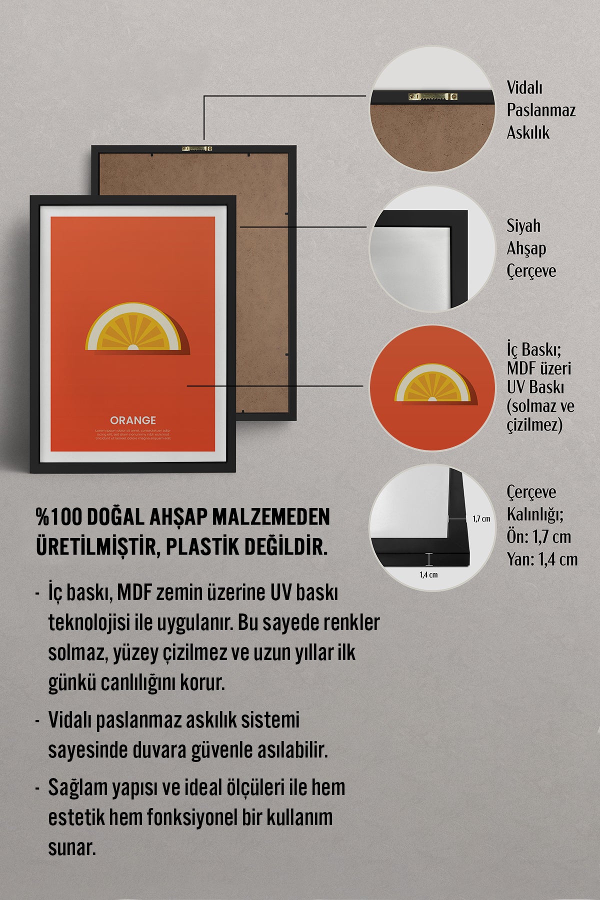 HOMEPACK Ahşap Çerçeveli Tablo Çerçeveli Poster Sanatsal Modern Duvar Dekoru TK-929