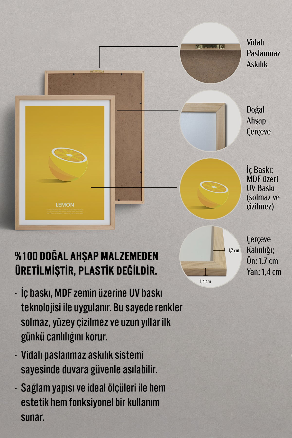 HOMEPACK Ahşap Çerçeveli Tablo Çerçeveli Poster Sanatsal Modern Duvar Dekoru TK-930