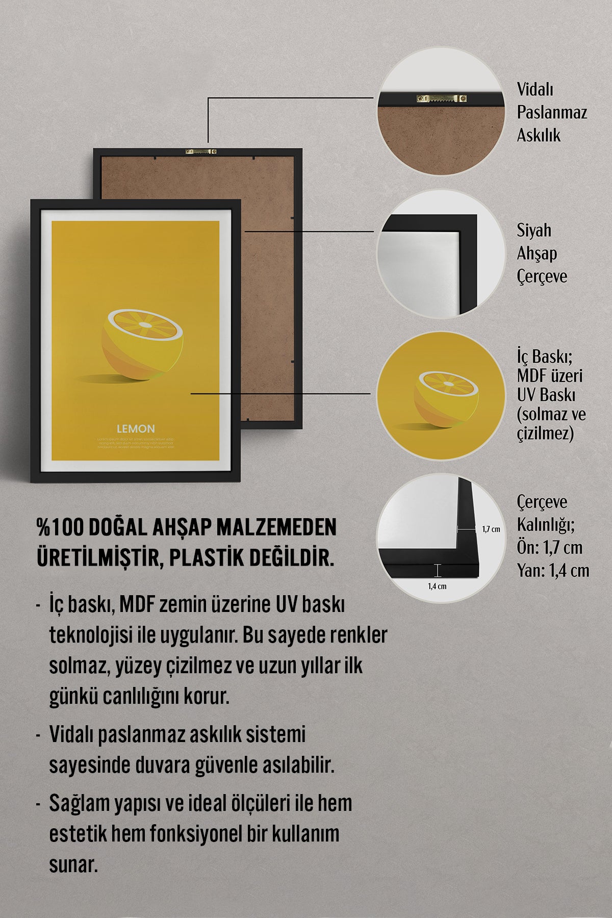HOMEPACK Ahşap Çerçeveli Tablo Çerçeveli Poster Sanatsal Modern Duvar Dekoru TK-930