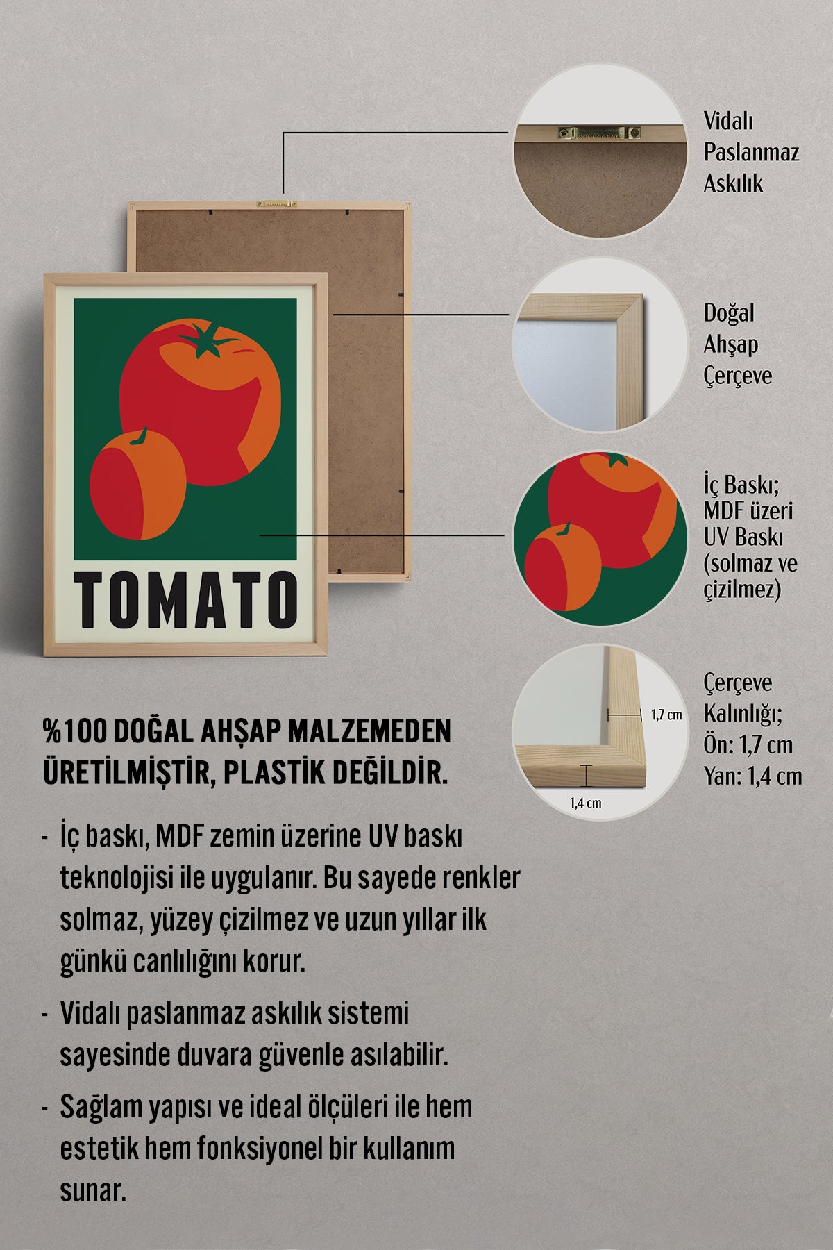 HOMEPACK Ahşap Çerçeveli Tablo Çerçeveli Poster Sanatsal Modern Duvar Dekoru TK-931