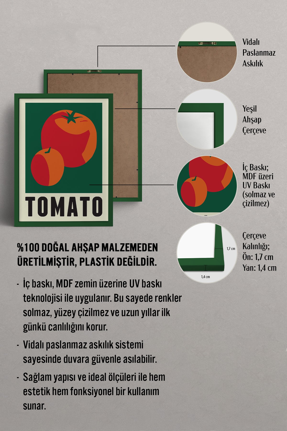 HOMEPACK Ahşap Çerçeveli Tablo Çerçeveli Poster Sanatsal Modern Duvar Dekoru TK-931