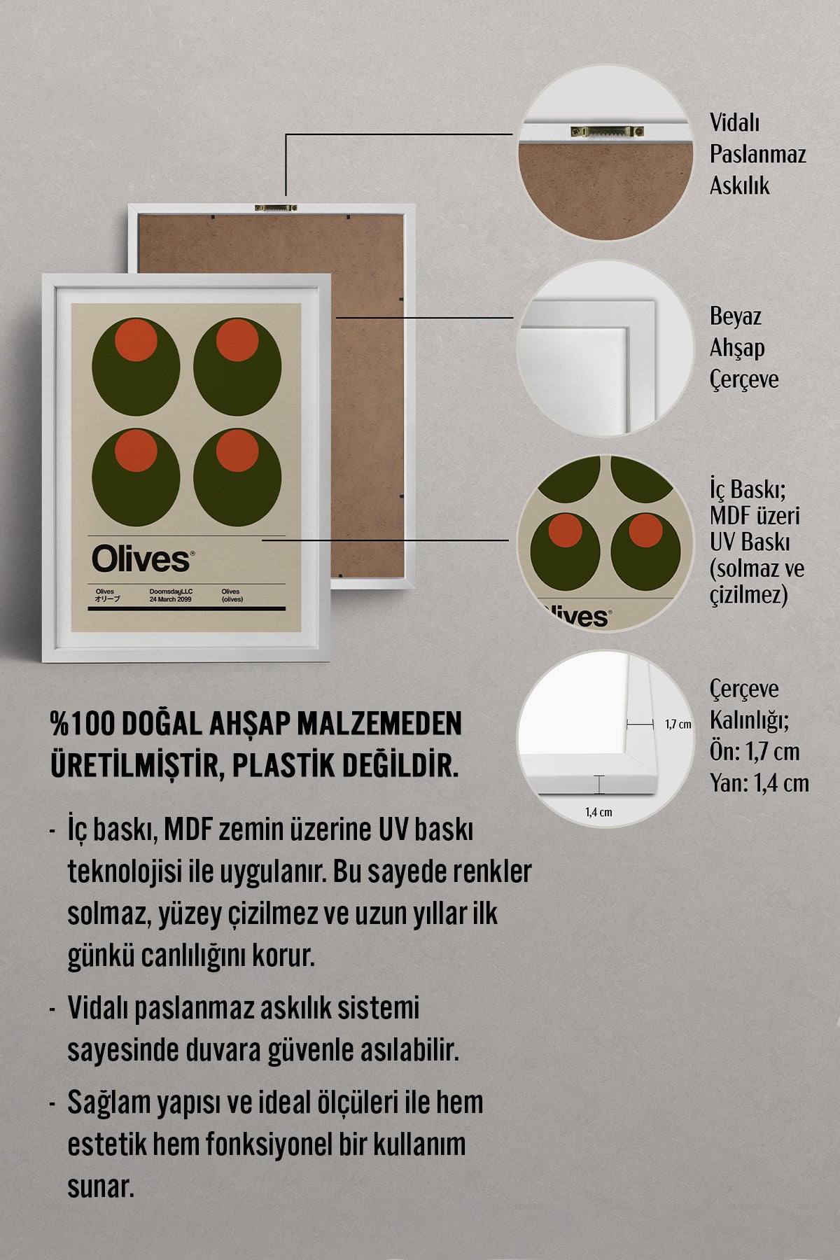 HOMEPACK Ahşap Çerçeveli Tablo Çerçeveli Poster Sanatsal Modern Duvar Dekoru TK-932